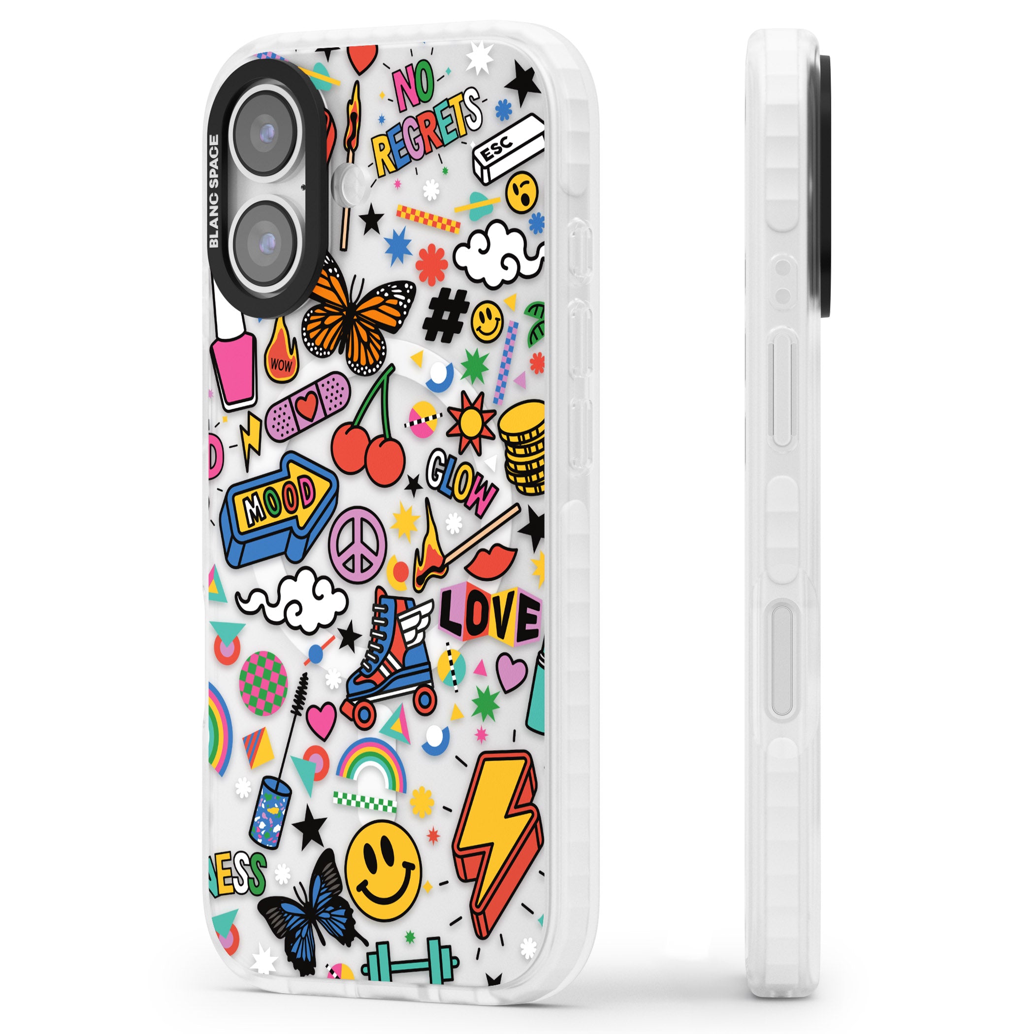 Electric Love iPhone 17 Impact Pro Clear Phone Case Side Profile