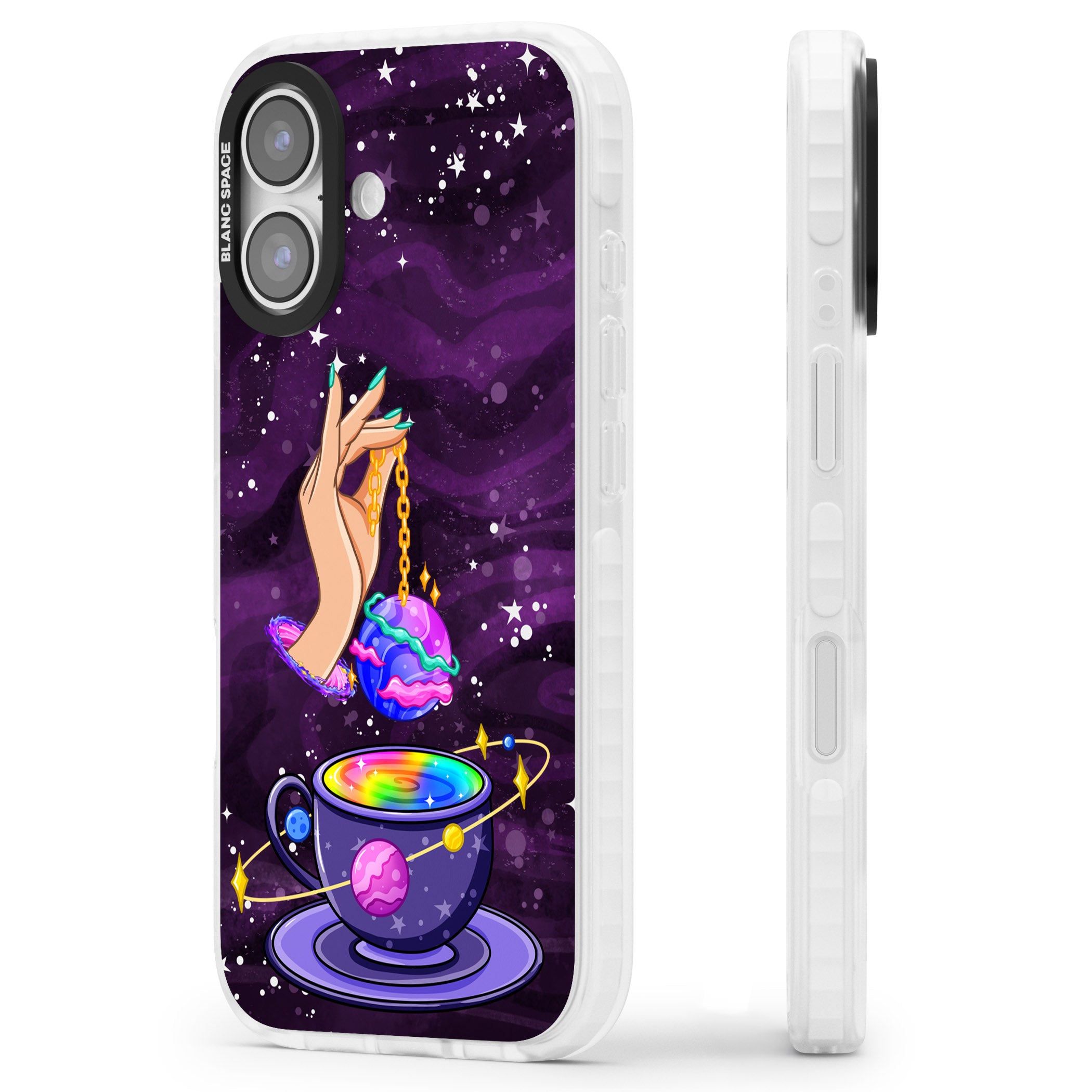 Space Tea iPhone 17 Impact Pro Clear Phone Case Side Profile