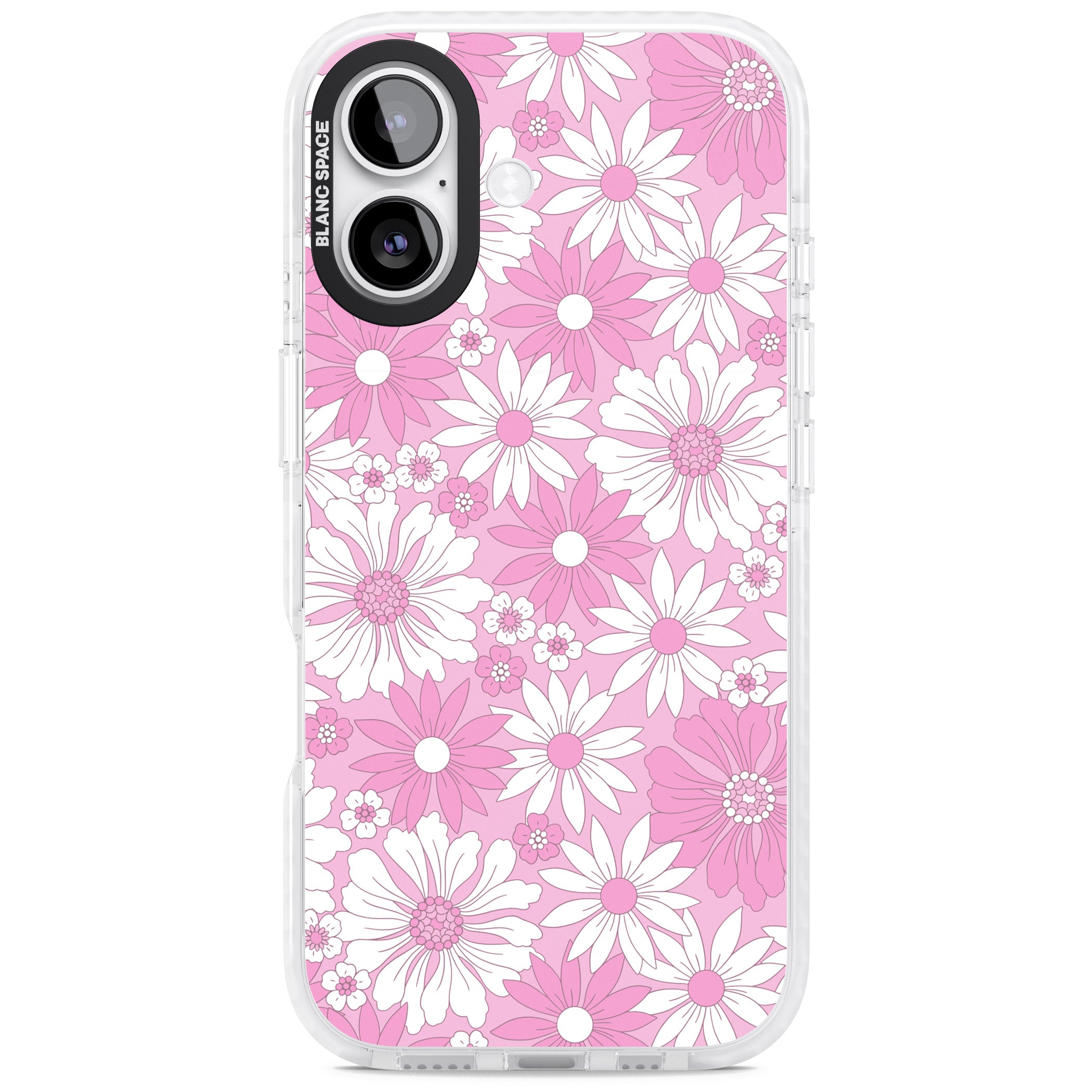 Pink White Flowers iPhone 17 Impact Pro Clear Phone Case