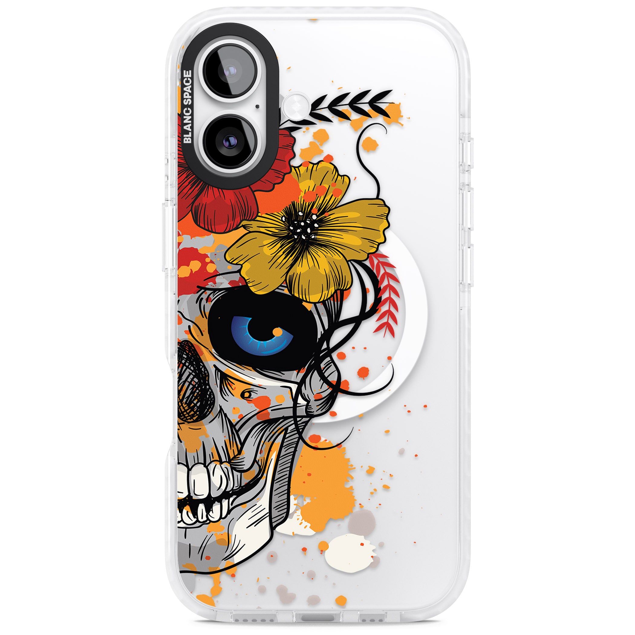 Sugar Skull Flowers iPhone 17 Impact Pro Clear Phone Case