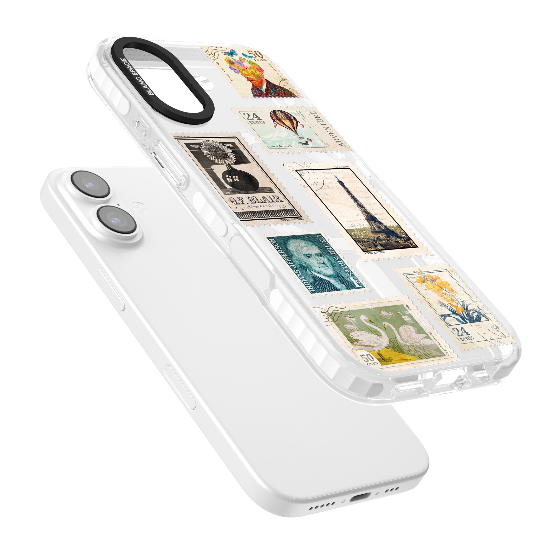 Vintage Stamps iPhone 17 Impact Pro Clear Phone Case Colours