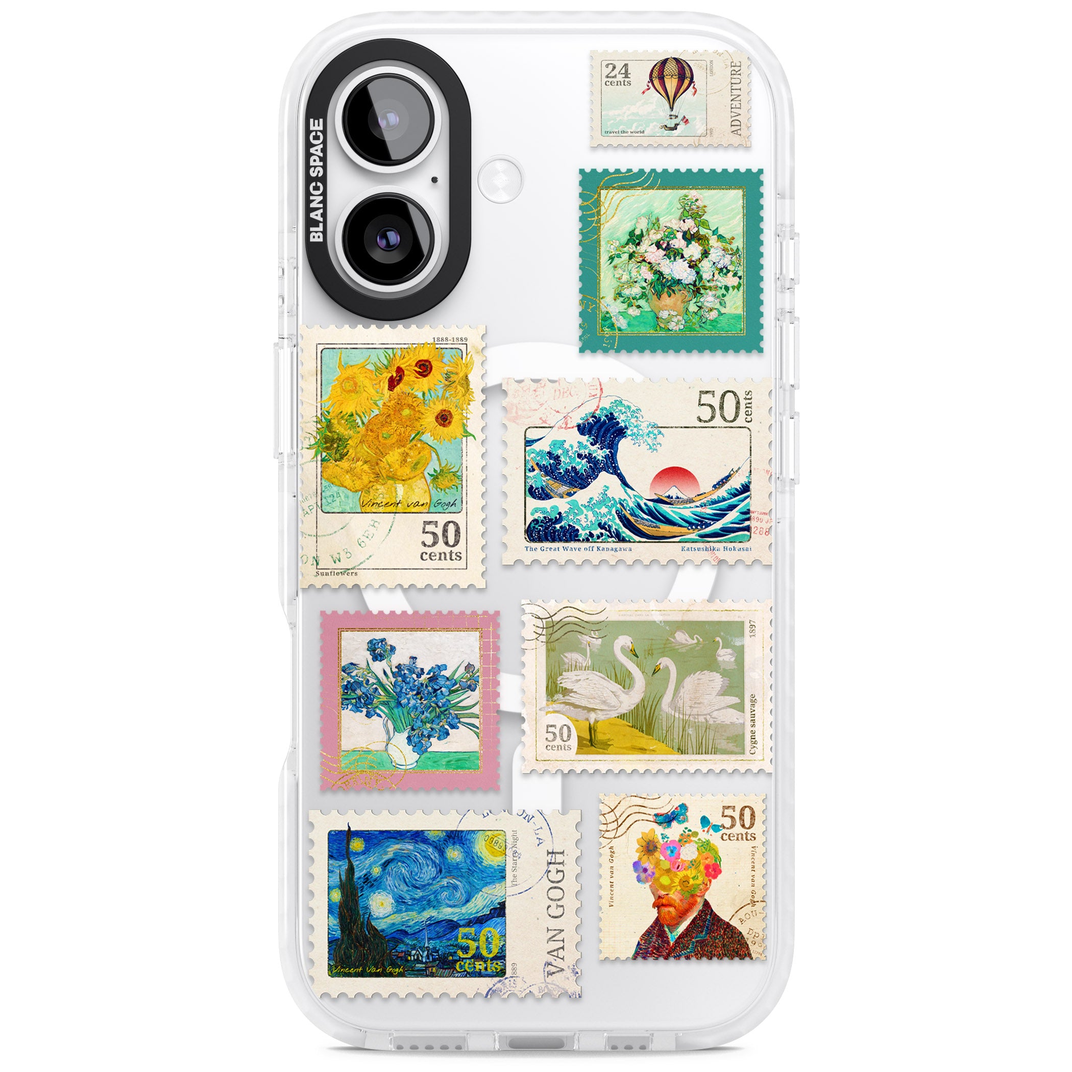 Vintage Art Stamps iPhone 17 Impact Pro Clear Phone Case