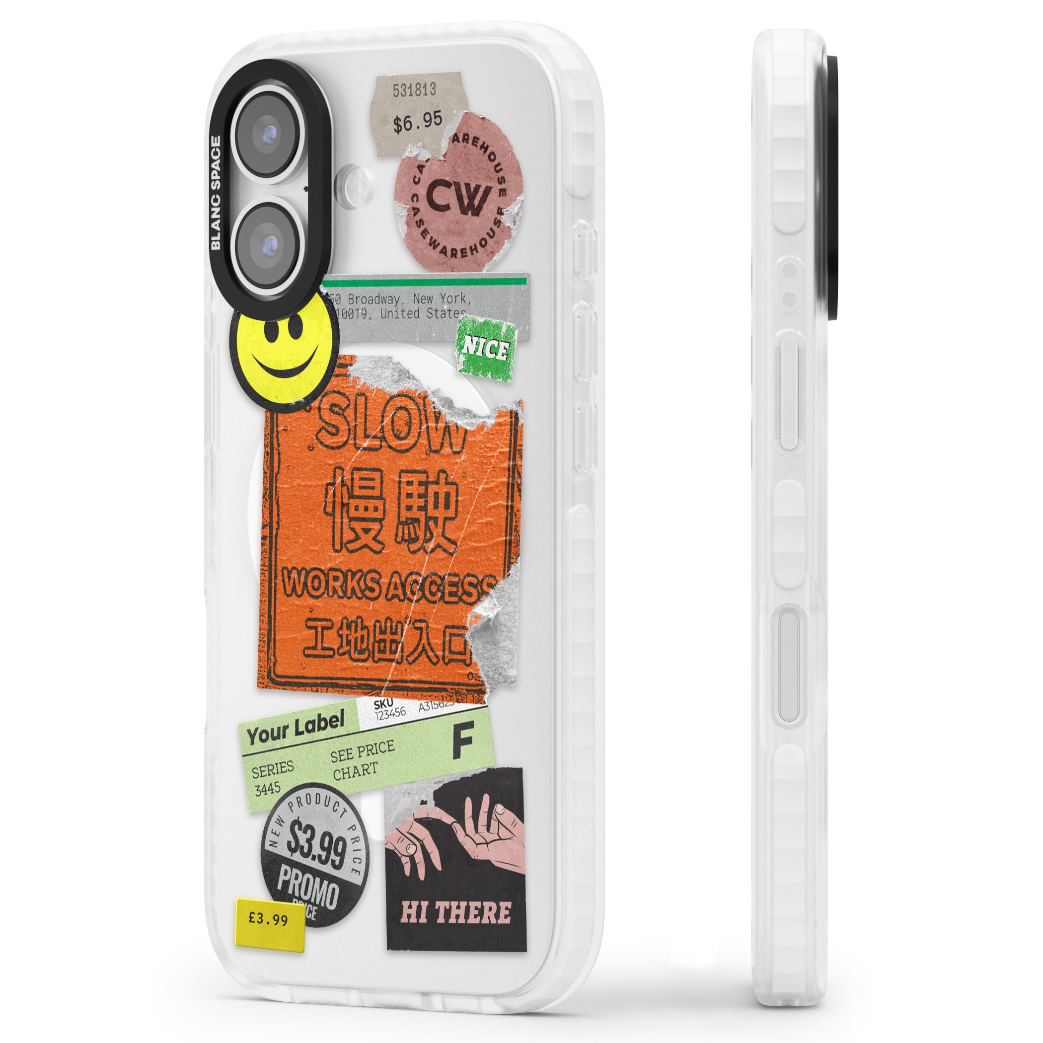 Kanji Signs Sticker Mix iPhone 17 Impact Pro Clear Phone Case Side Profile