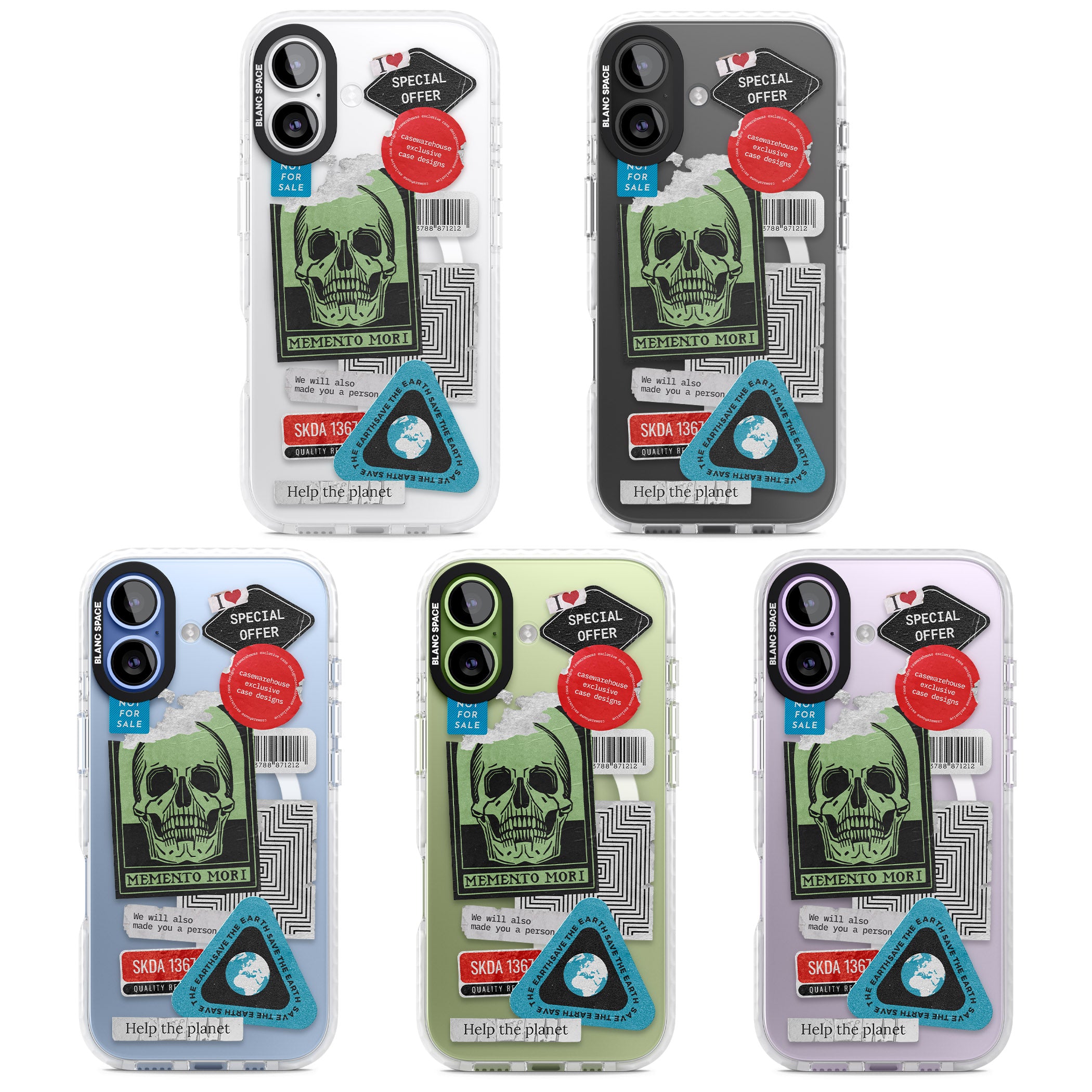Skull Sticker Mix iPhone 17 Impact Pro Clear Phone Case APT Impact Protection
