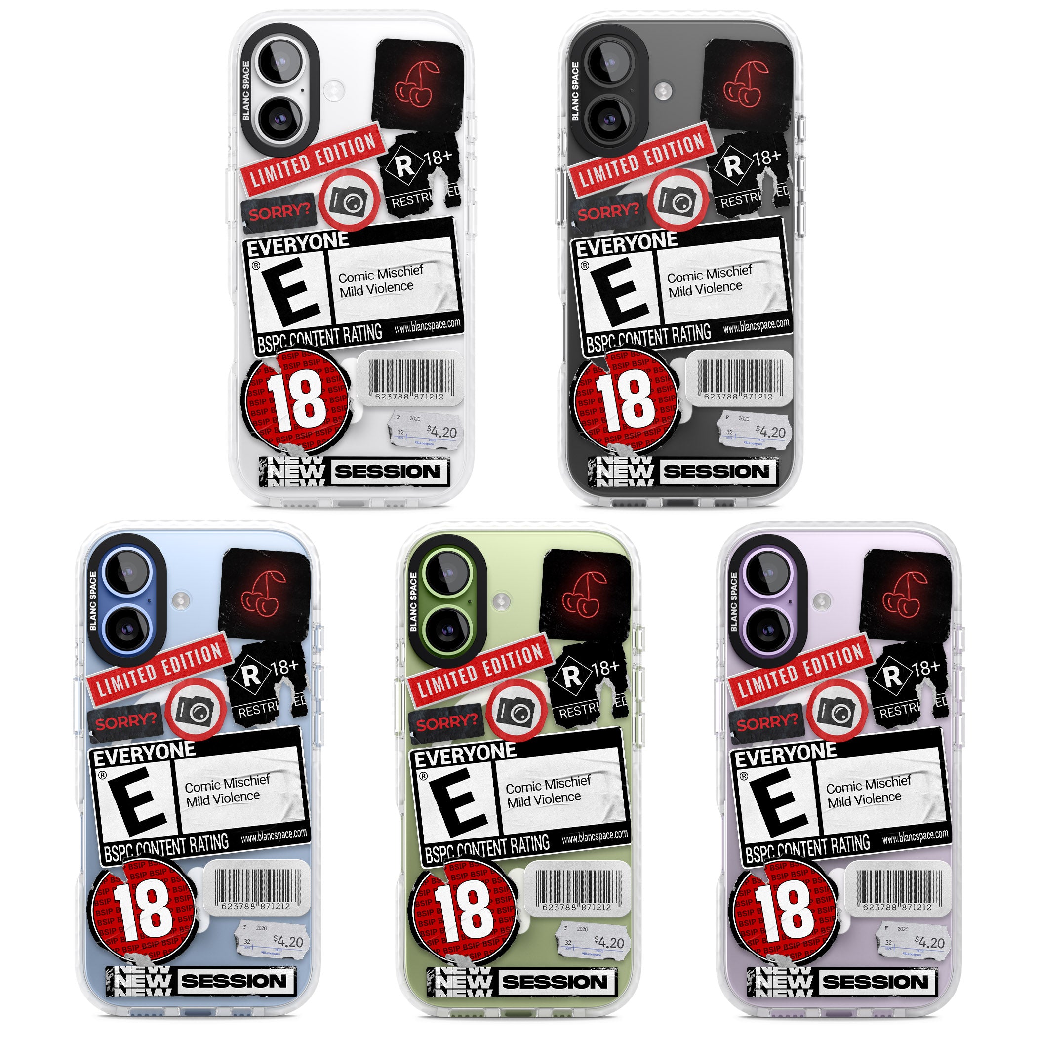 Rated 18+ Sticker Mix iPhone 17 Impact Pro Clear Phone Case APT Impact Protection