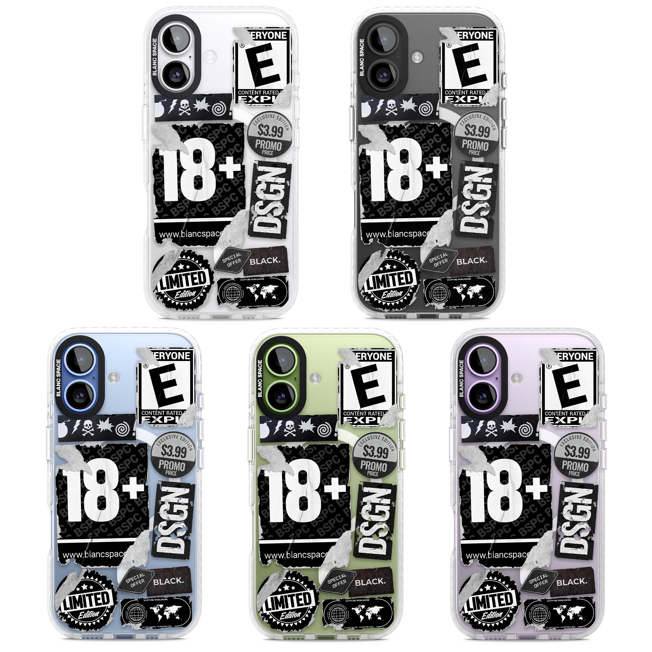 Black Sticker Mix iPhone 17 Impact Pro Clear Phone Case APT Impact Protection