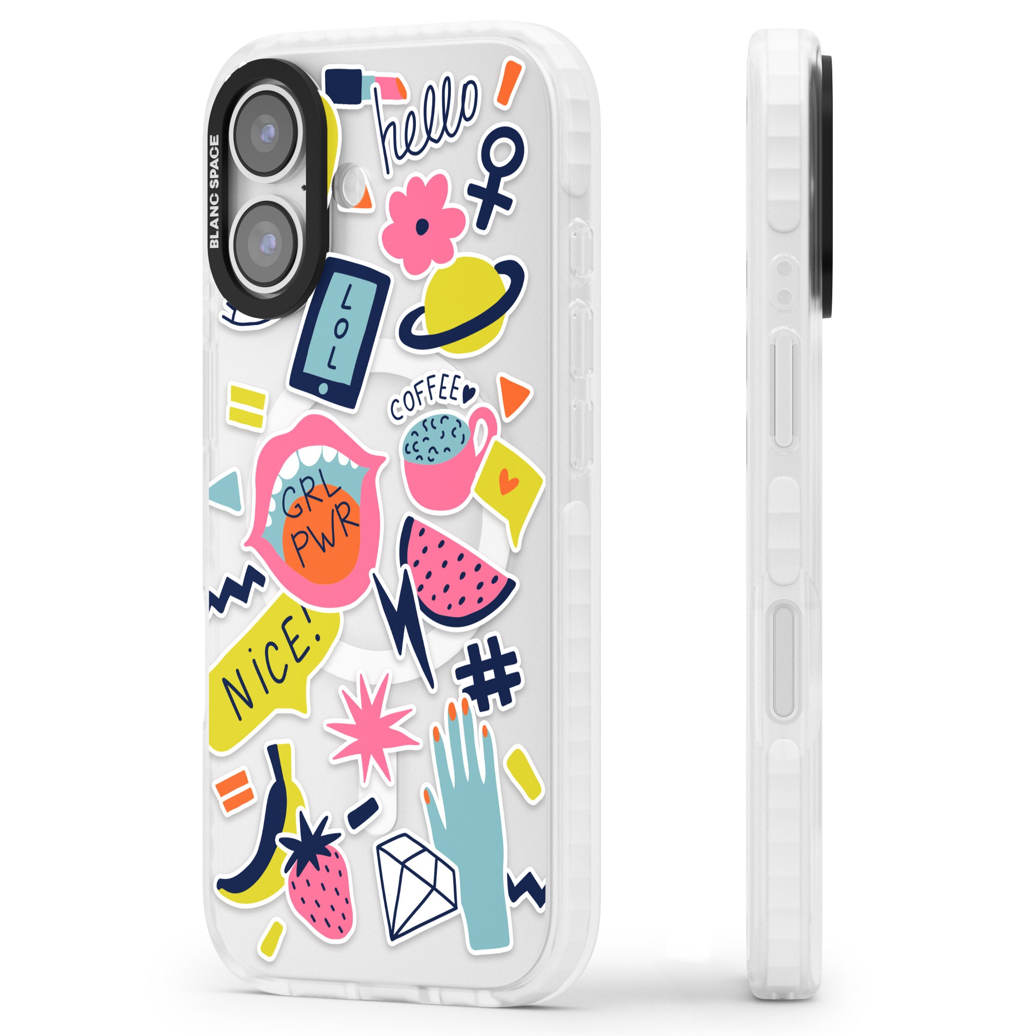 Grl Pwr iPhone 17 Impact Pro Clear Phone Case Side Profile