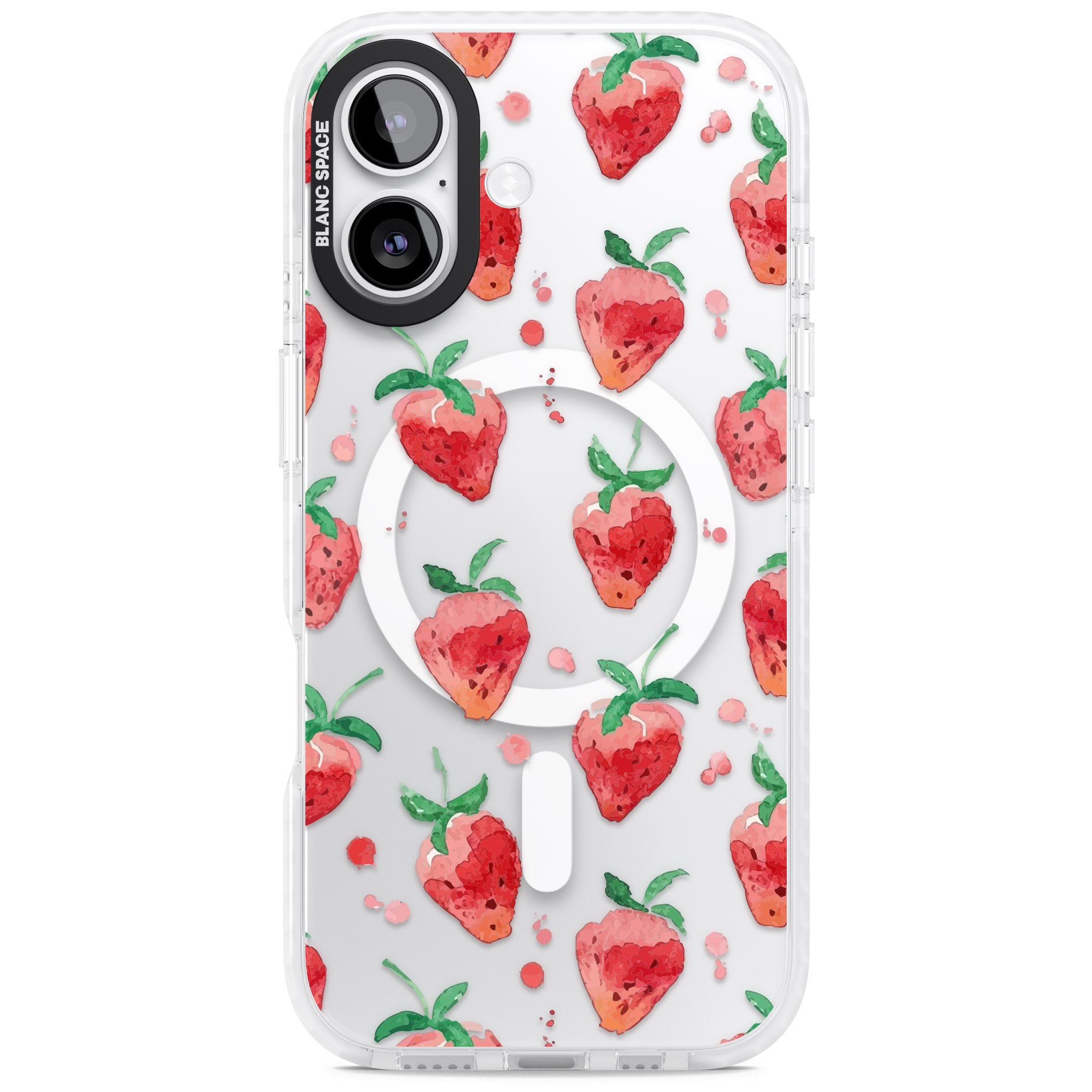 Strawberry Watercolour iPhone 17 Impact Pro Clear Phone Case