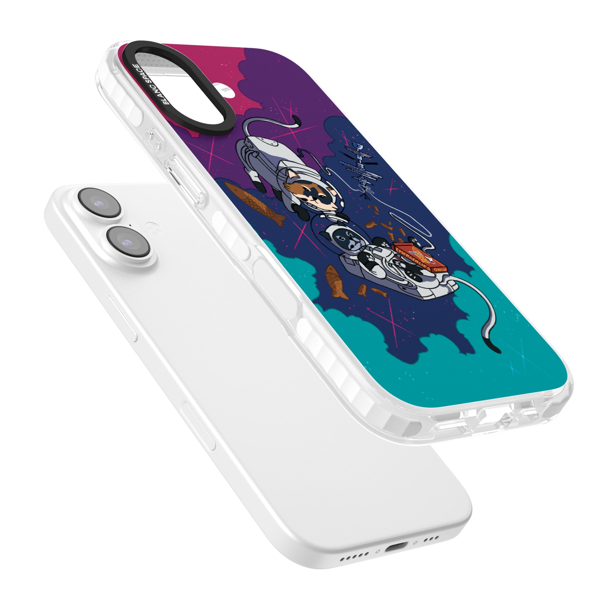 Cats In Space iPhone 17 Impact Pro Clear Phone Case Colours