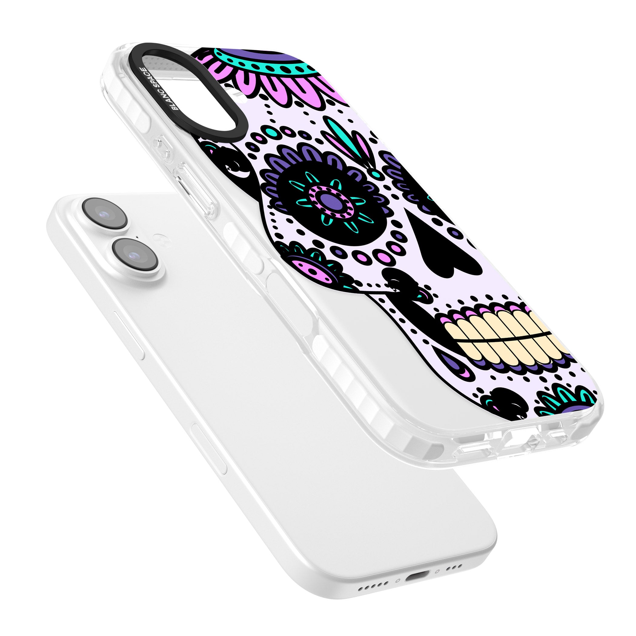 Violet Sugar Skull iPhone 17 Impact Pro Clear Phone Case Colours