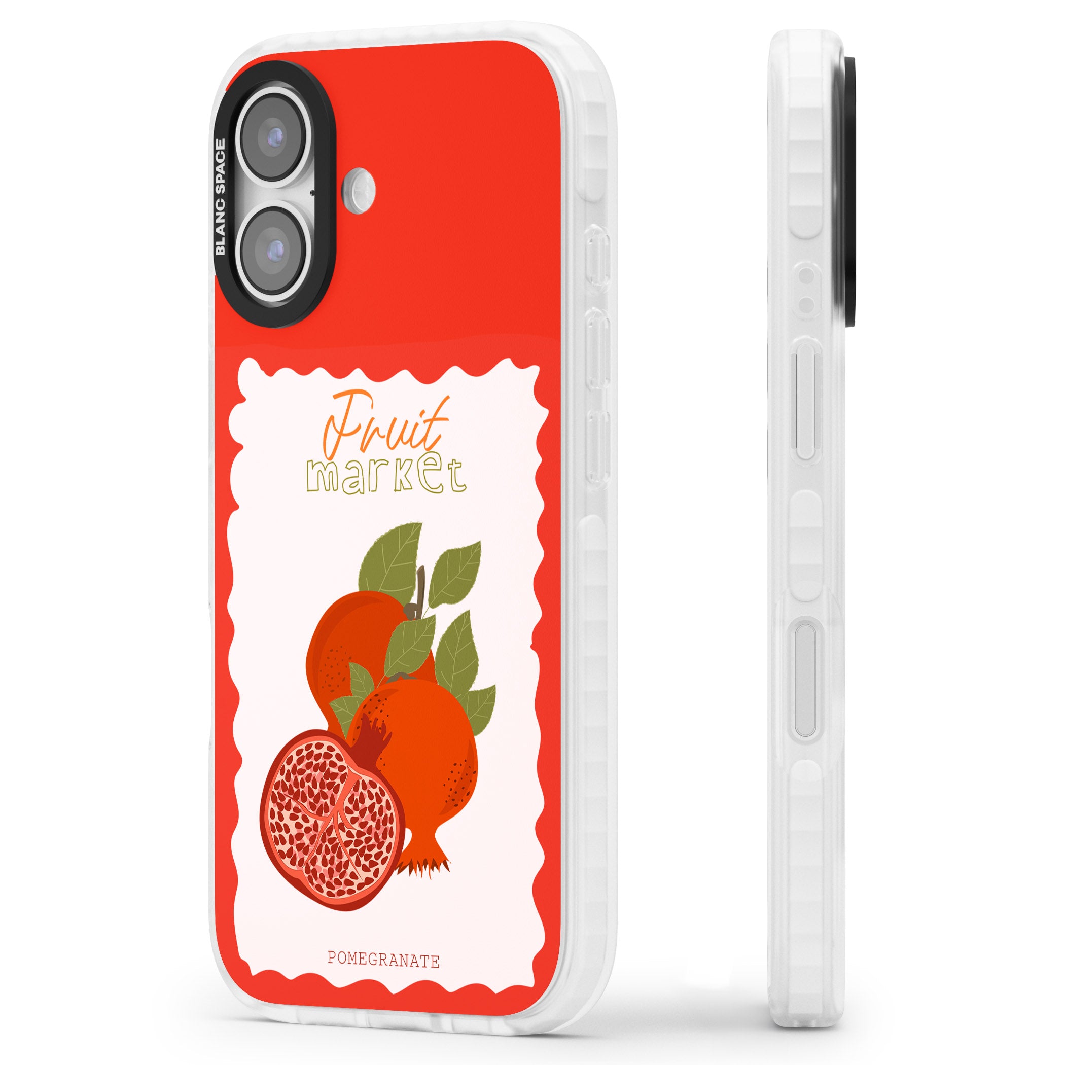 Fruit Market Pomegranate iPhone 17 Impact Pro Clear Phone Case Side Profile