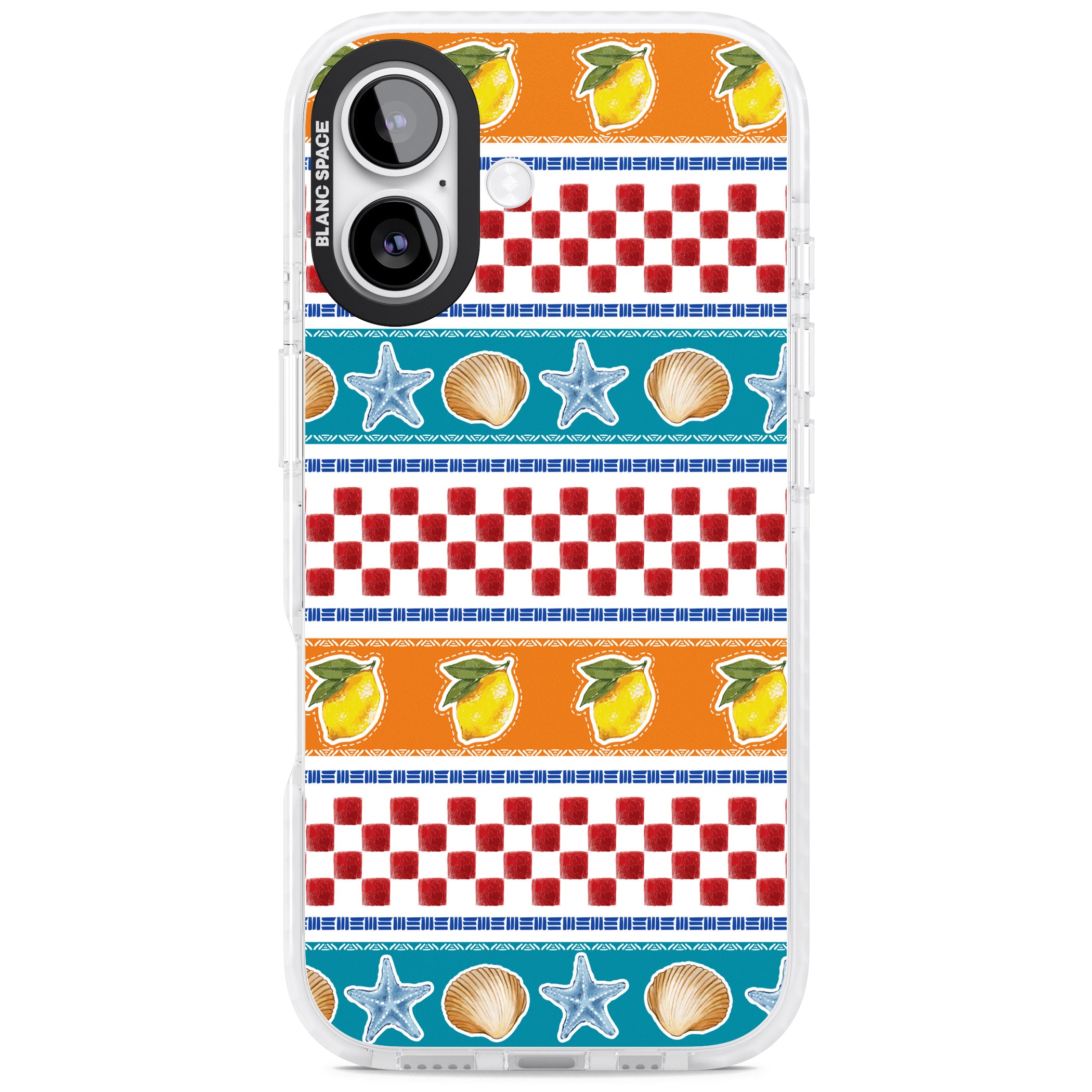 Coastal Italian Check Pattern iPhone 17 Impact Pro Clear Phone Case