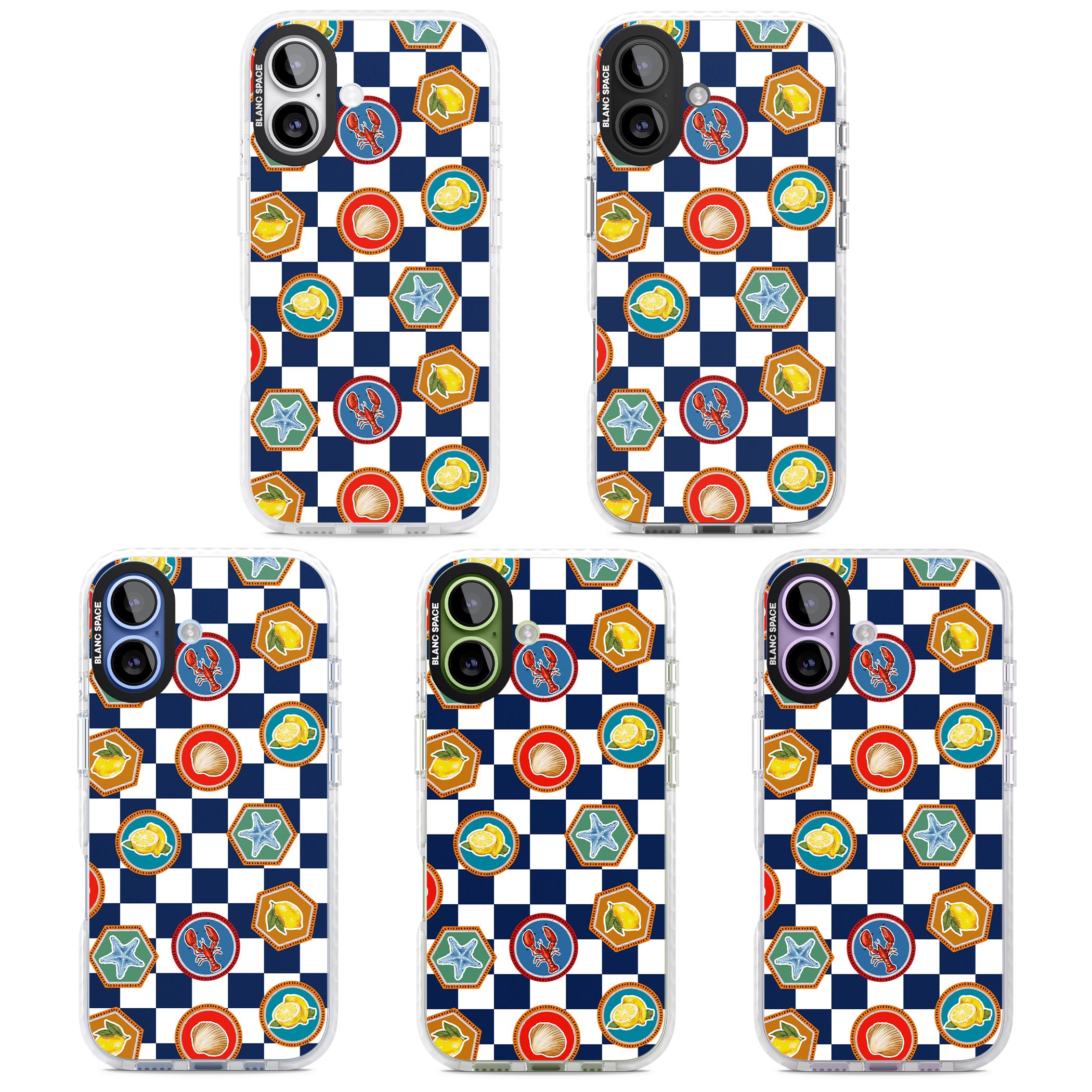 Coastal Check Pattern iPhone 17 Impact Pro Clear Phone Case APT Impact Protection