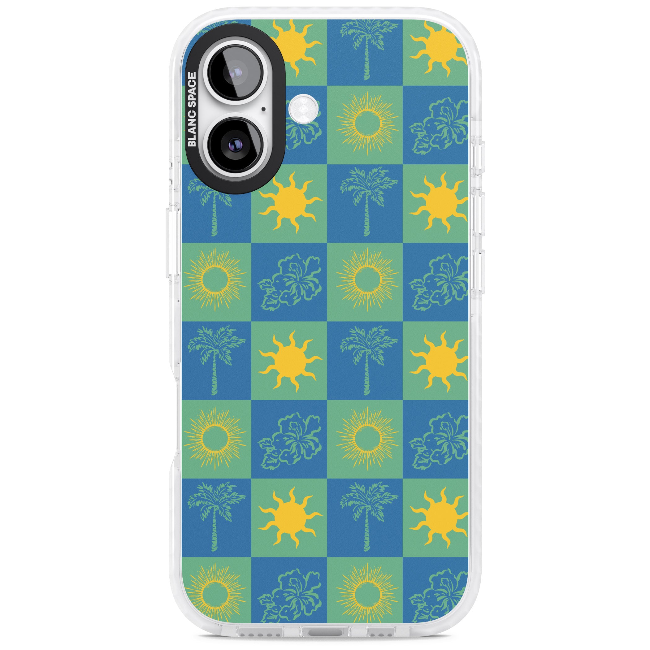 Green & Blue Tropical Checked iPhone 17 Impact Pro Clear Phone Case