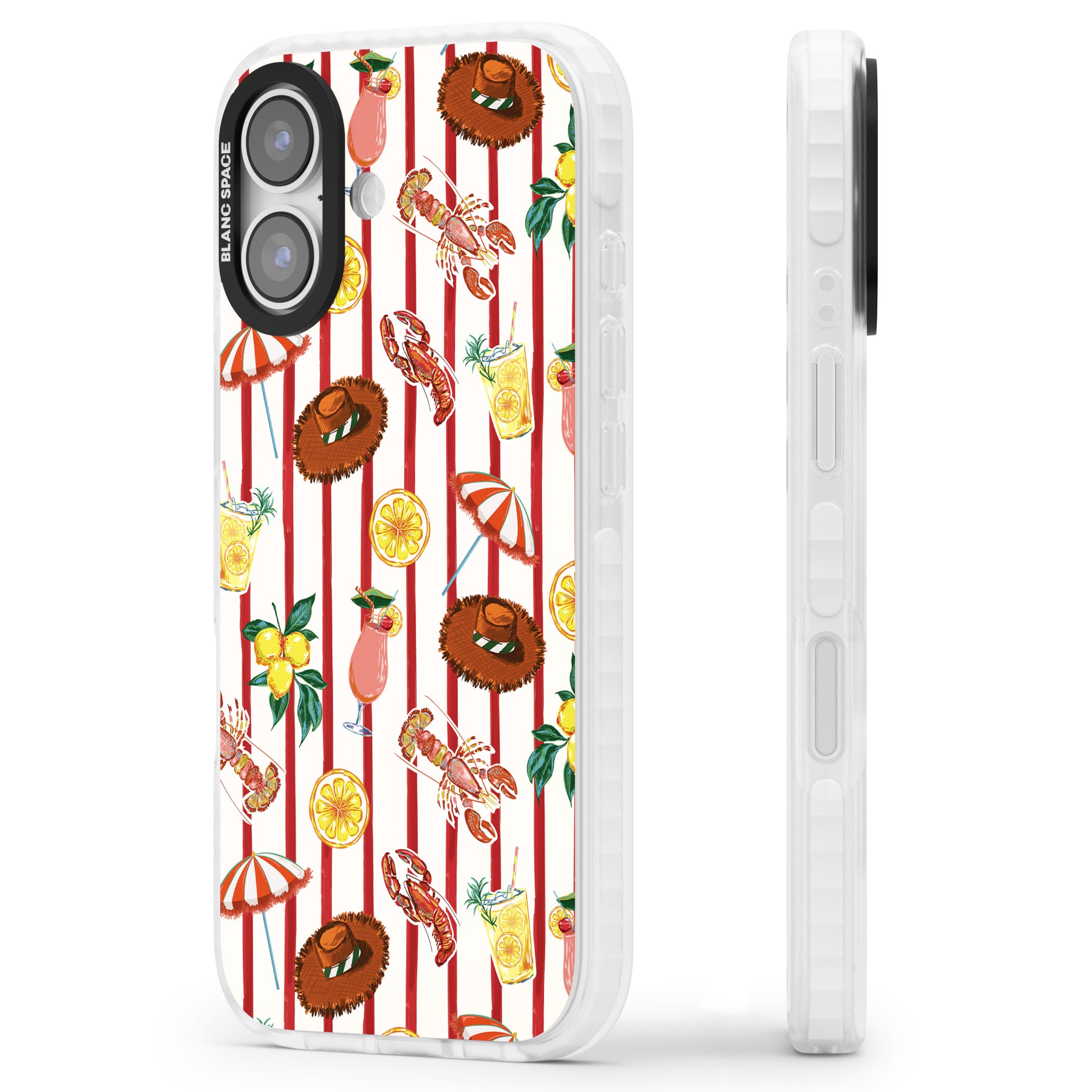 Italian Beach Pattern iPhone 17 Impact Pro Clear Phone Case Side Profile