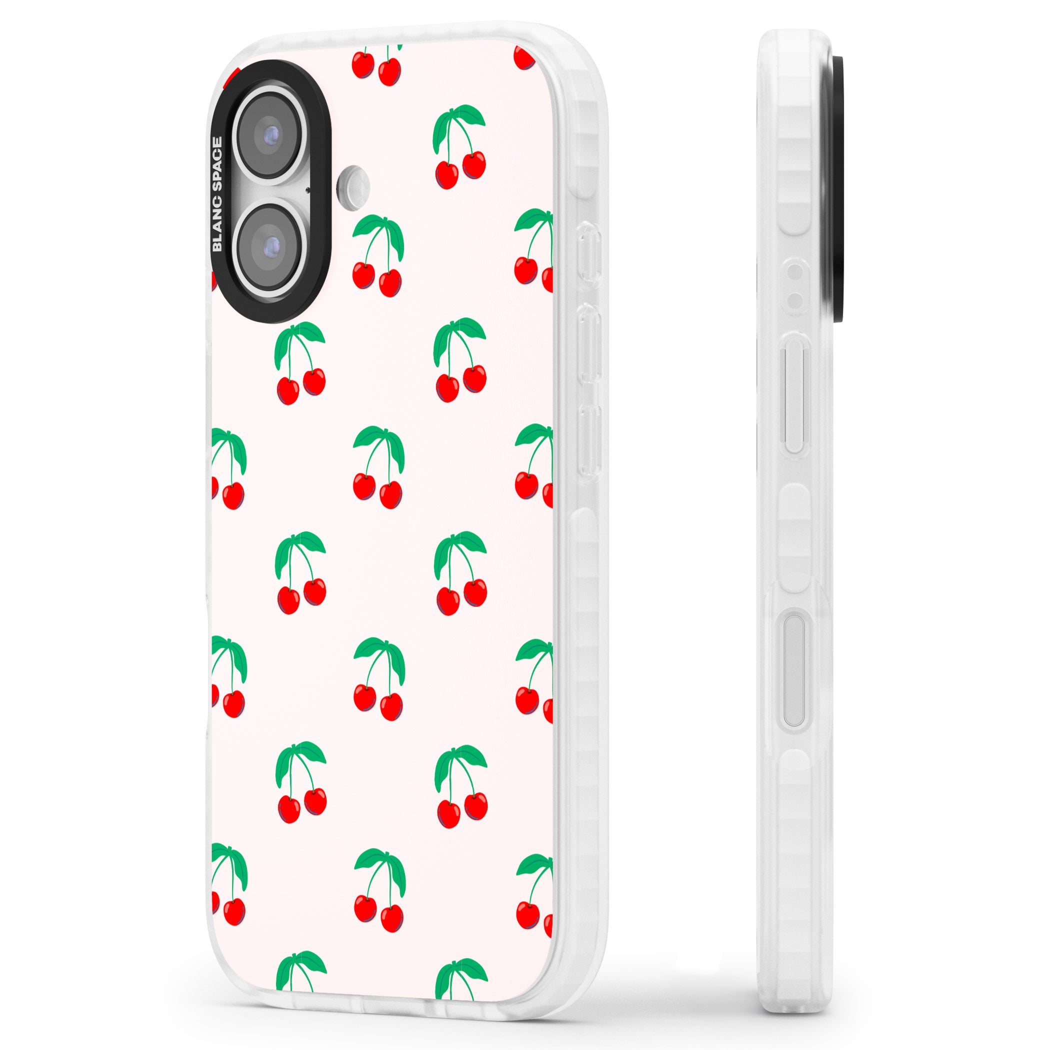 Cute Cherry Pattern iPhone 17 Impact Pro Clear Phone Case Side Profile