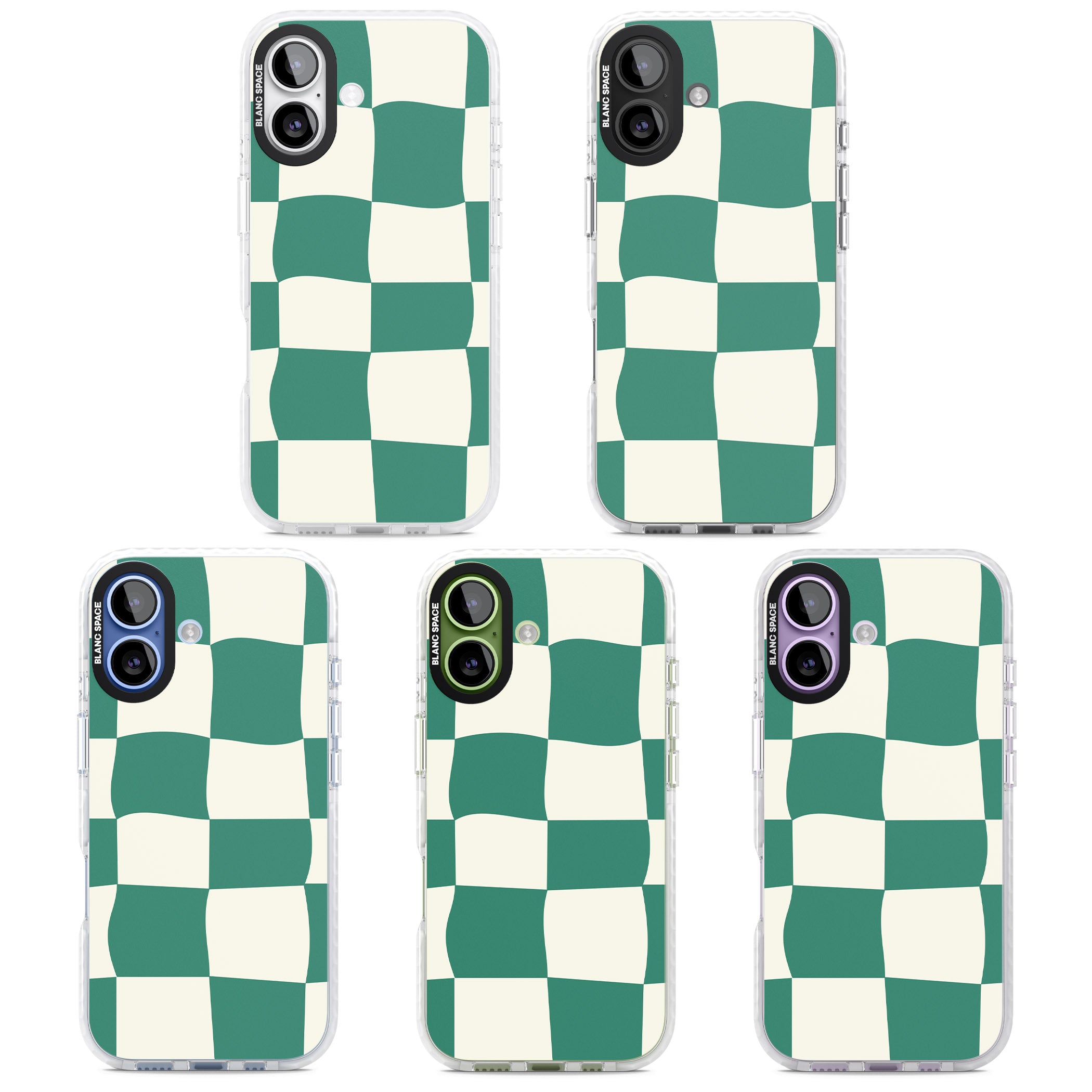 Green & Cream Wavy Check iPhone 17 Impact Pro Clear Phone Case APT Impact Protection