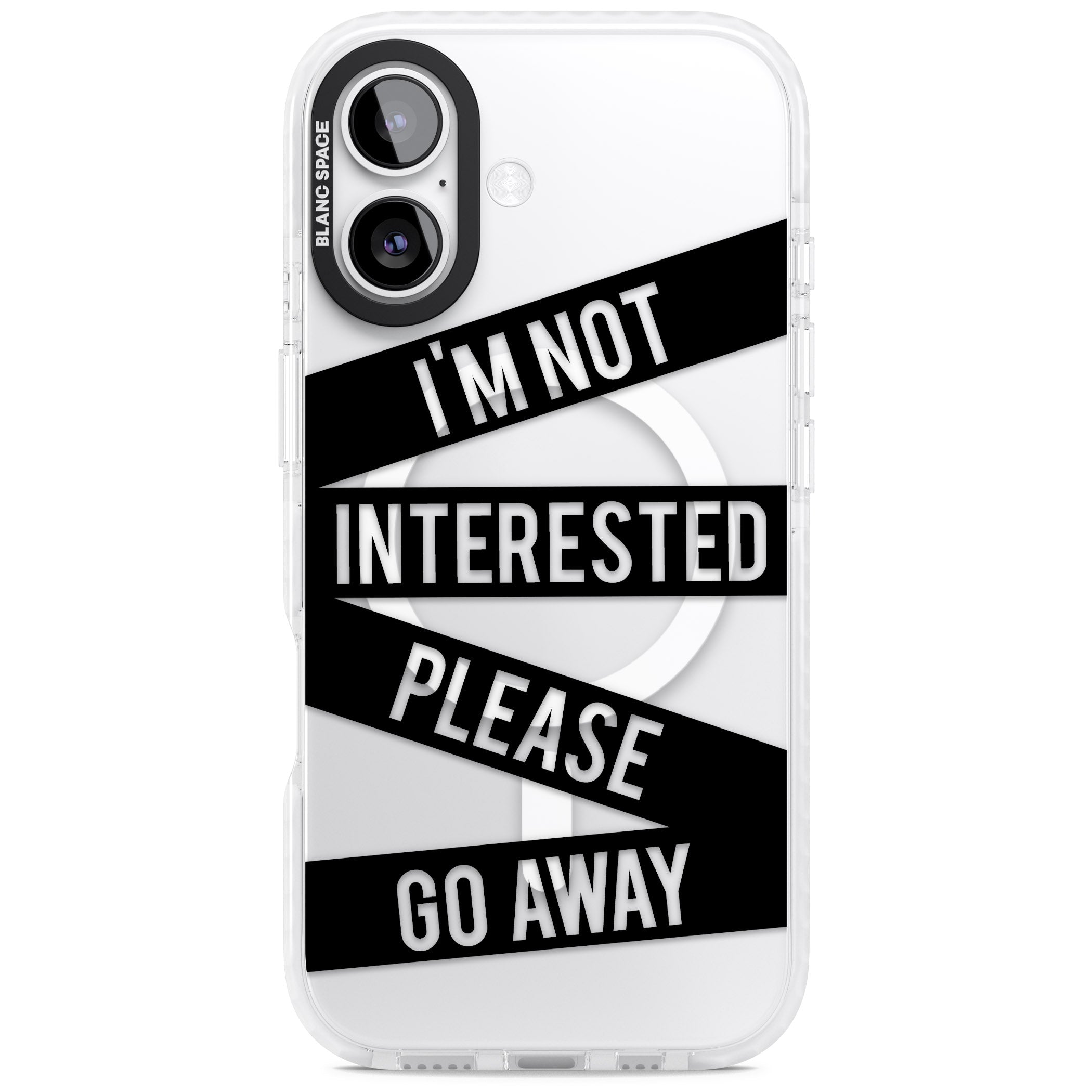 Not Interested Warning iPhone 17 Impact Pro Clear Phone Case