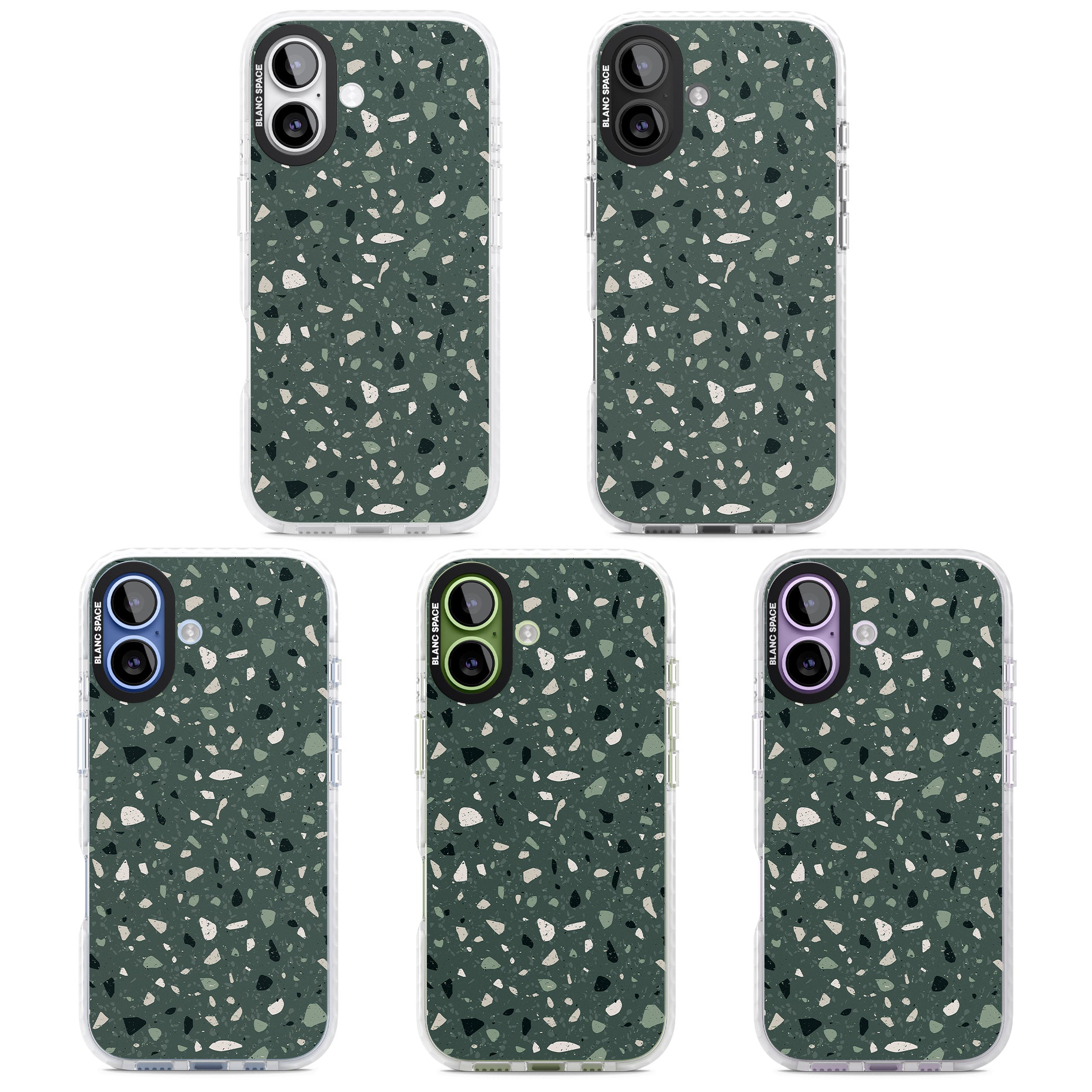 Green & Cream Terrazzo Pattern iPhone 17 Impact Pro Clear Phone Case APT Impact Protection