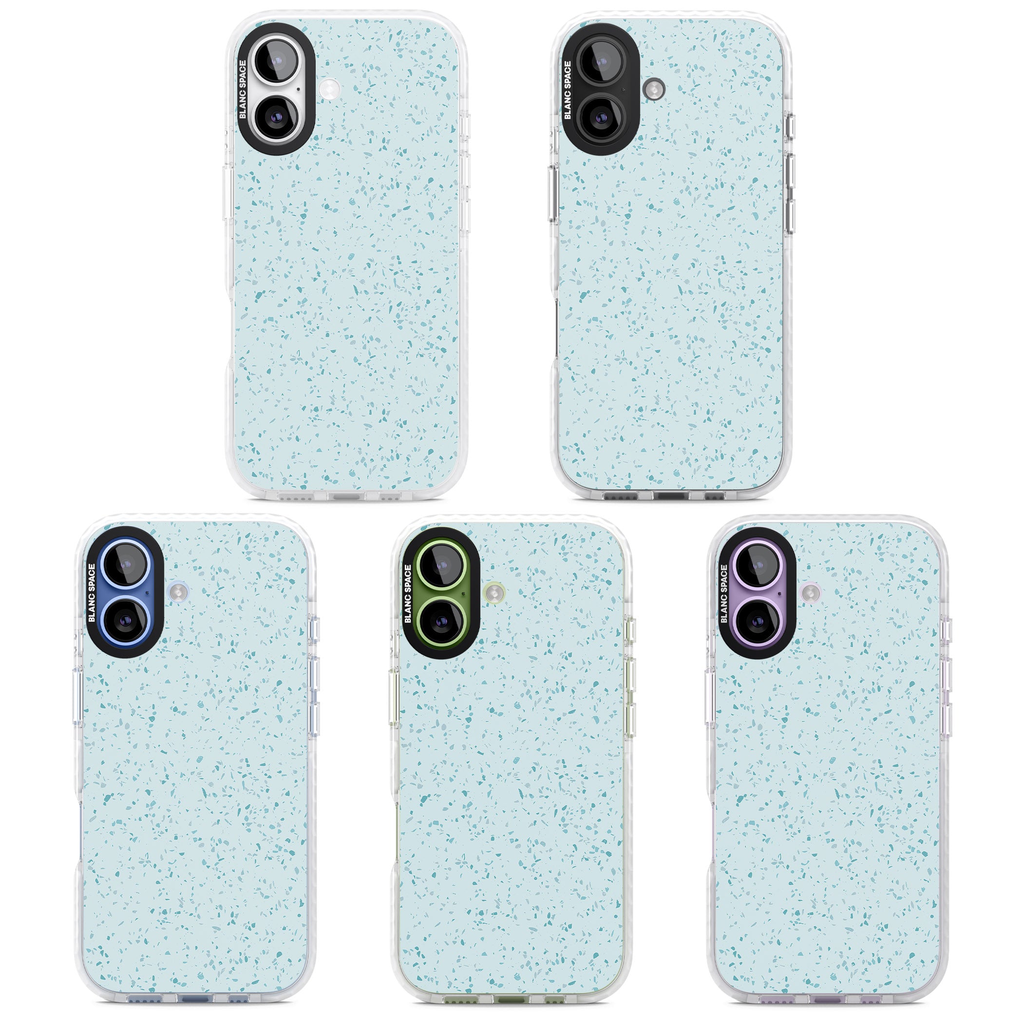 Light Blue Terrazzo Pattern iPhone 17 Impact Pro Clear Phone Case APT Impact Protection