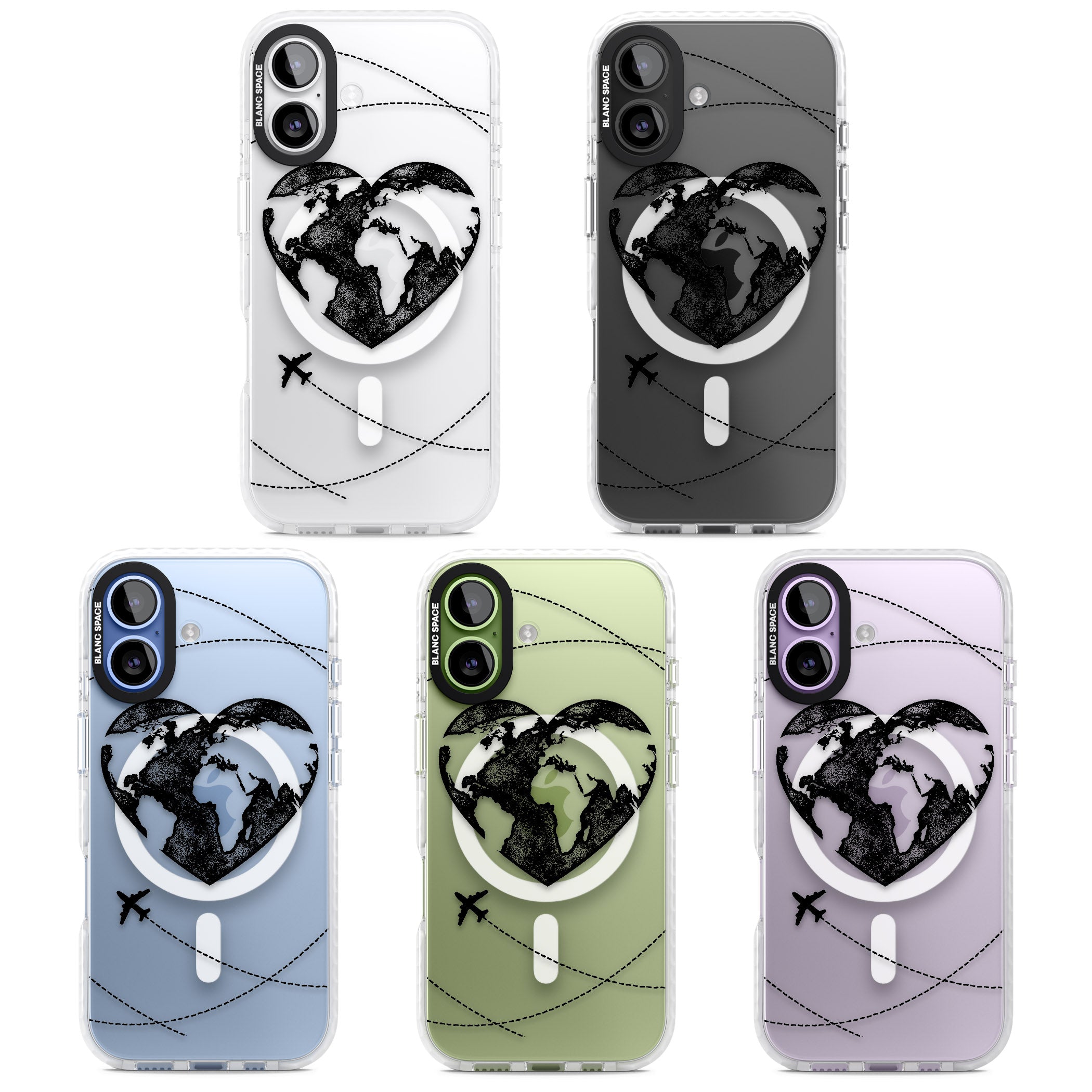 Globe Heart iPhone 17 Impact Pro Clear Phone Case APT Impact Protection