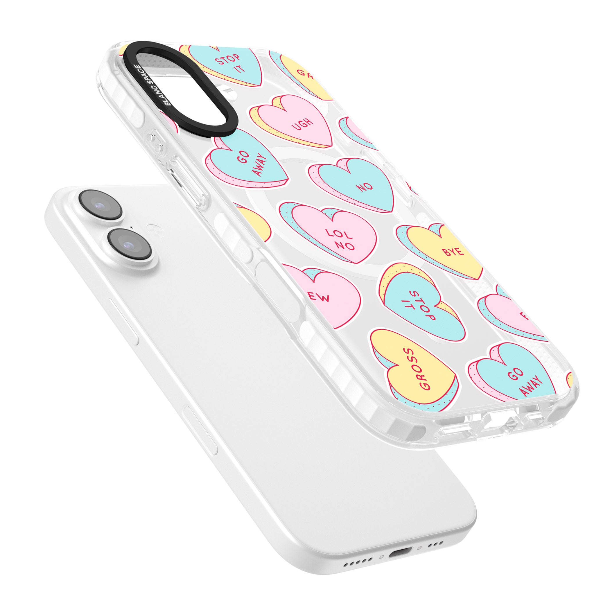 Sarcastic Love Hearts iPhone 17 Impact Pro Clear Phone Case Colours