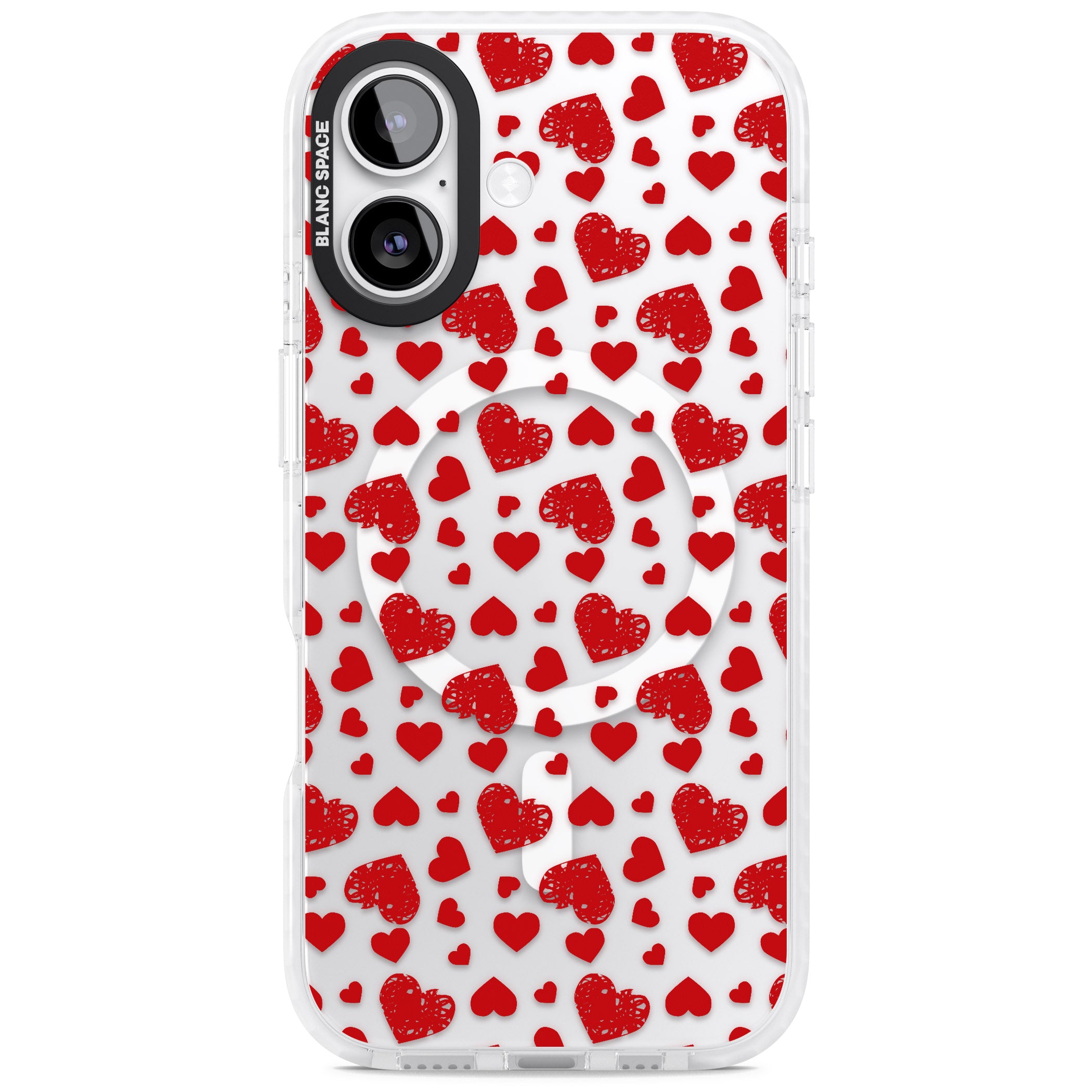Red Heart Pattern Classic iPhone 17 Impact Pro Clear Phone Case