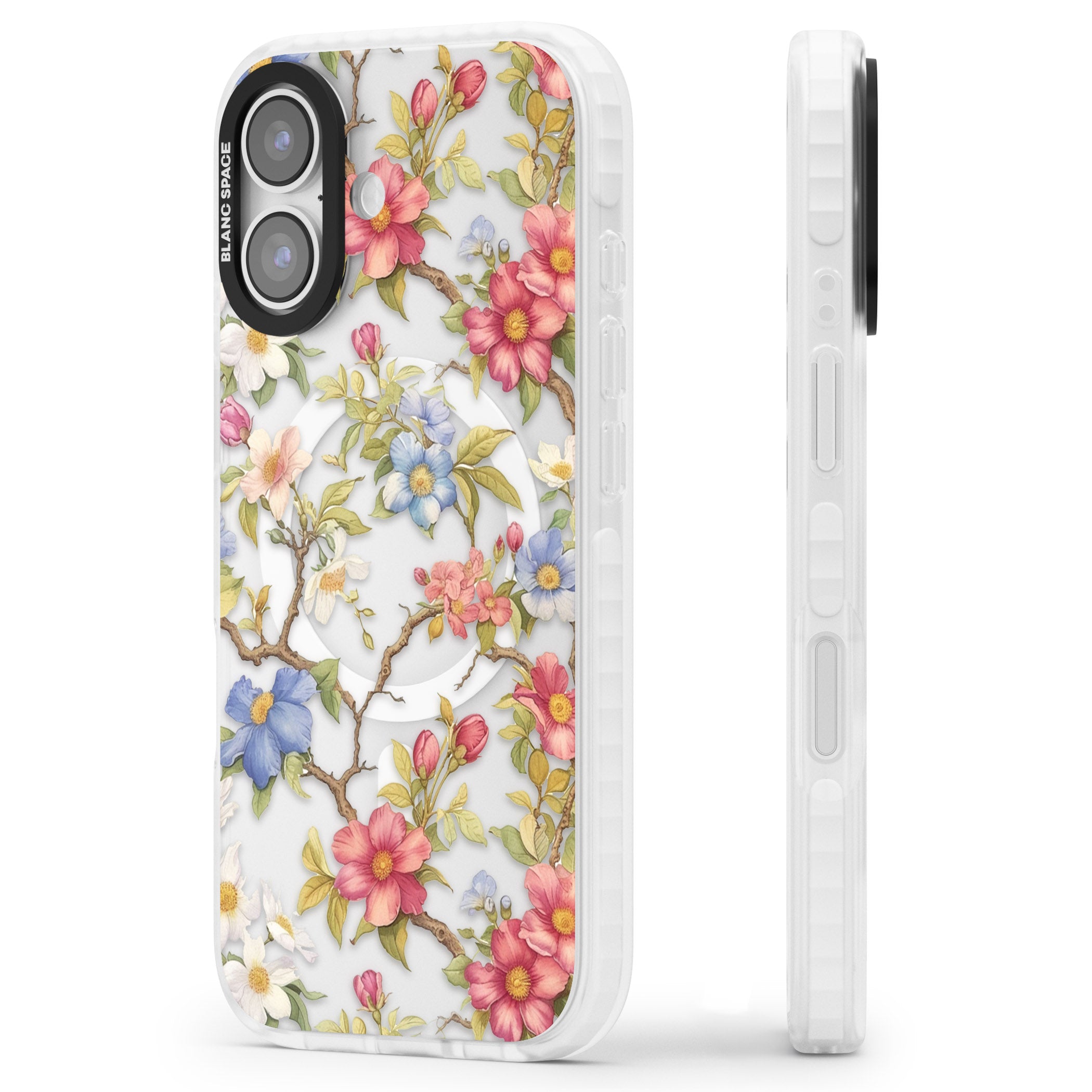 Vintage Vines & Flowers iPhone 17 Impact Pro Clear Phone Case Side Profile