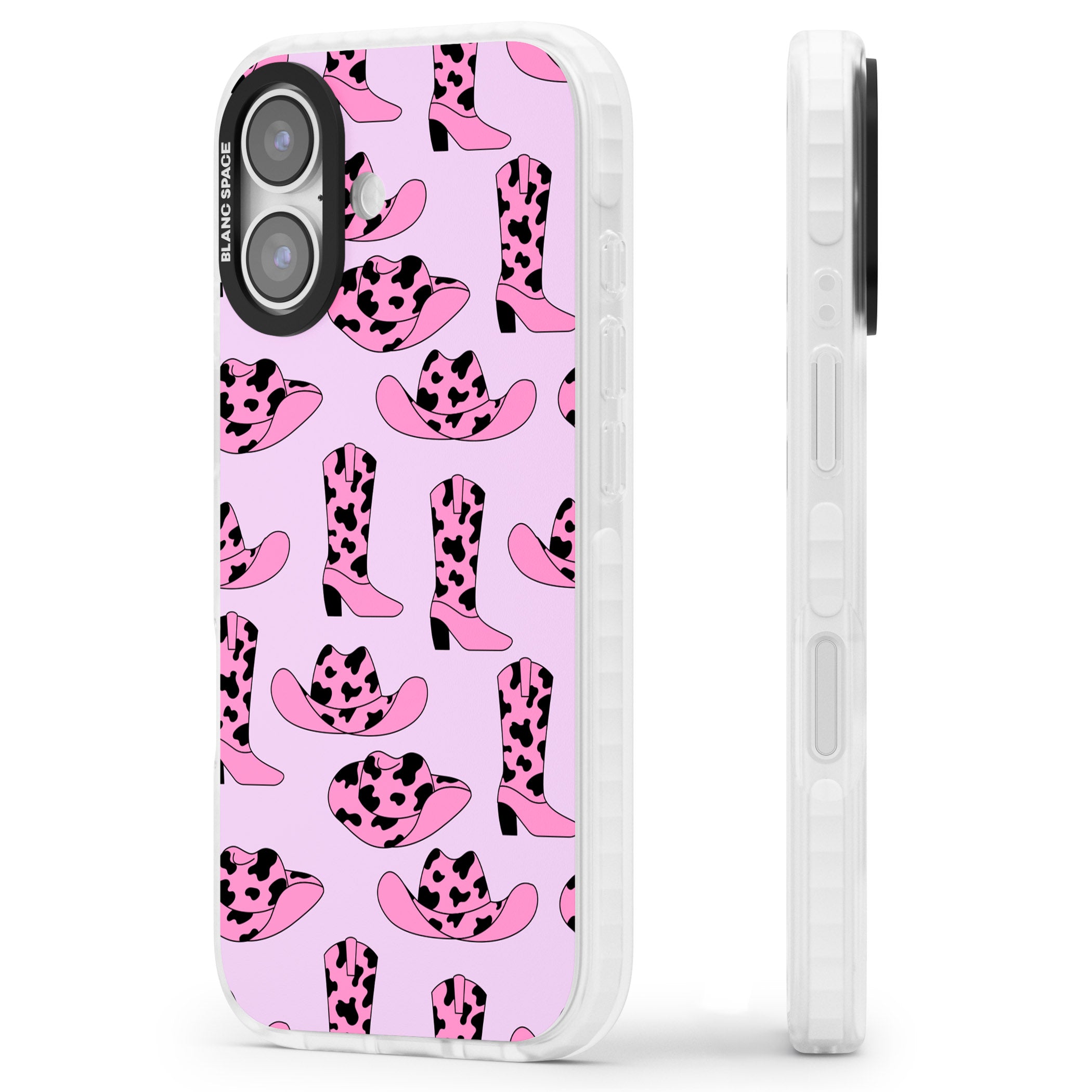 Cow Girl Pattern iPhone 17 Impact Pro Clear Phone Case Side Profile
