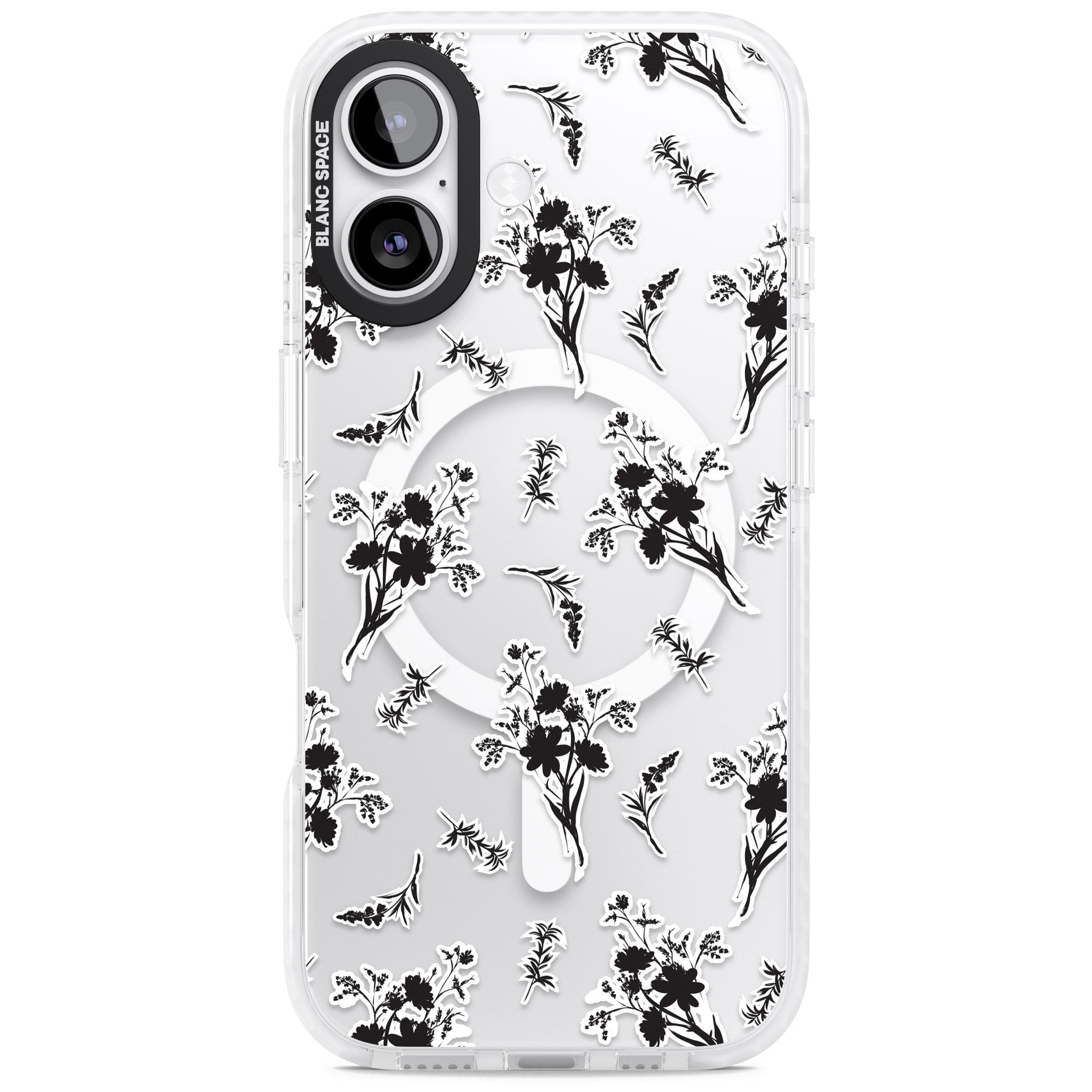 Black Sticker Wildflowers iPhone 17 Impact Pro Clear Phone Case