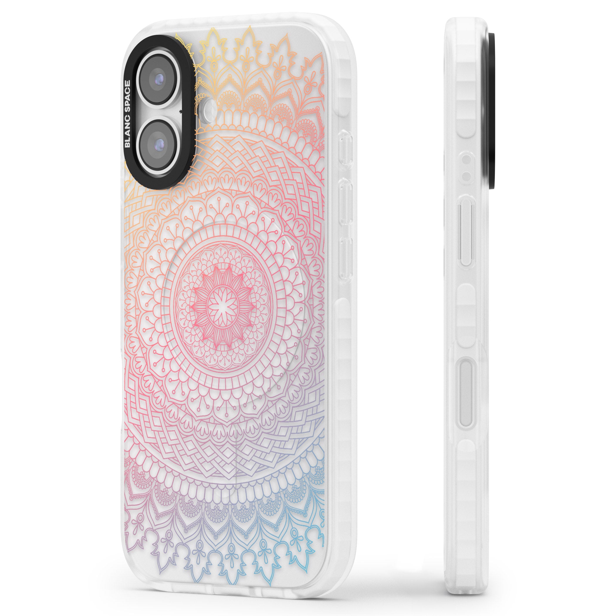 Rainbow Mandala iPhone 17 Impact Clear Phone Case Side Profile
