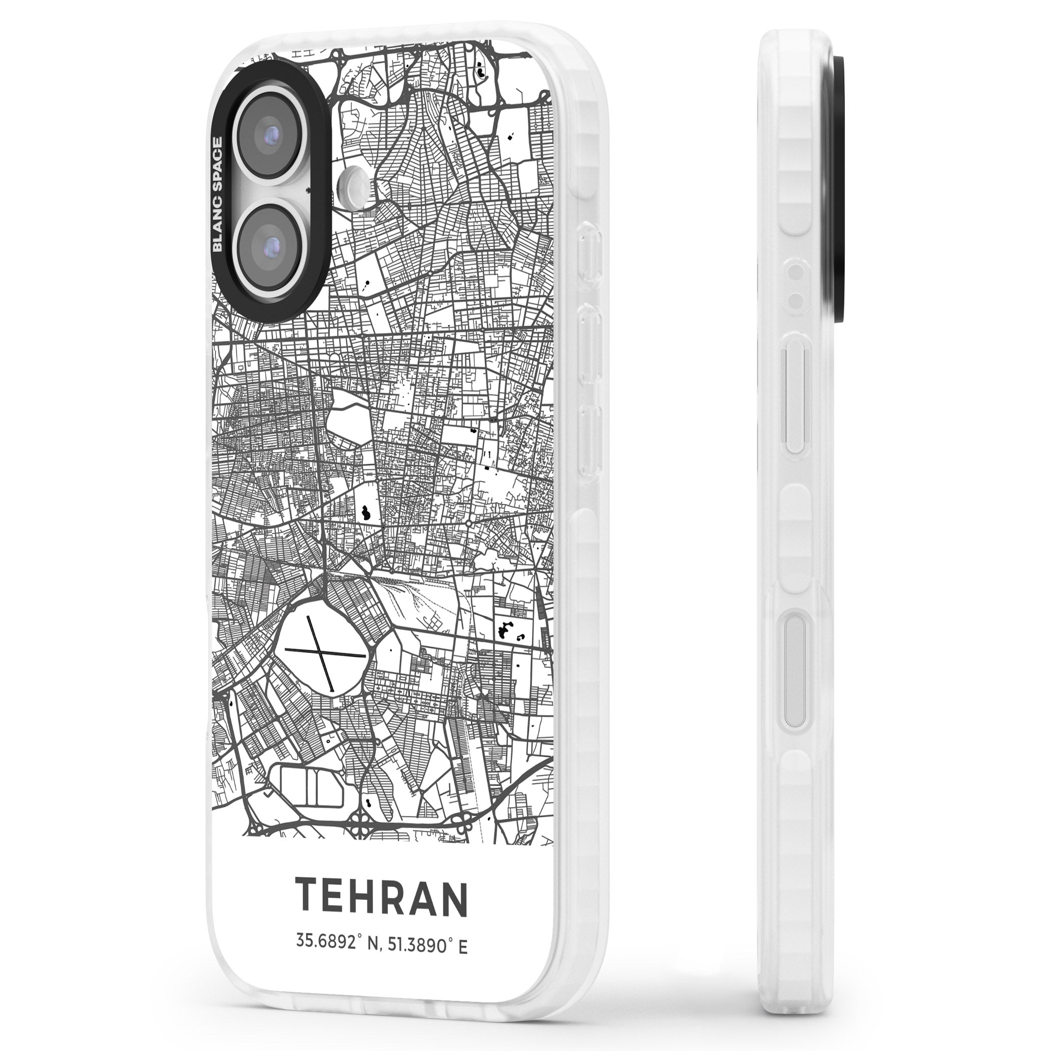 Tehran Map iPhone 17 Impact Clear Phone Case Side Profile