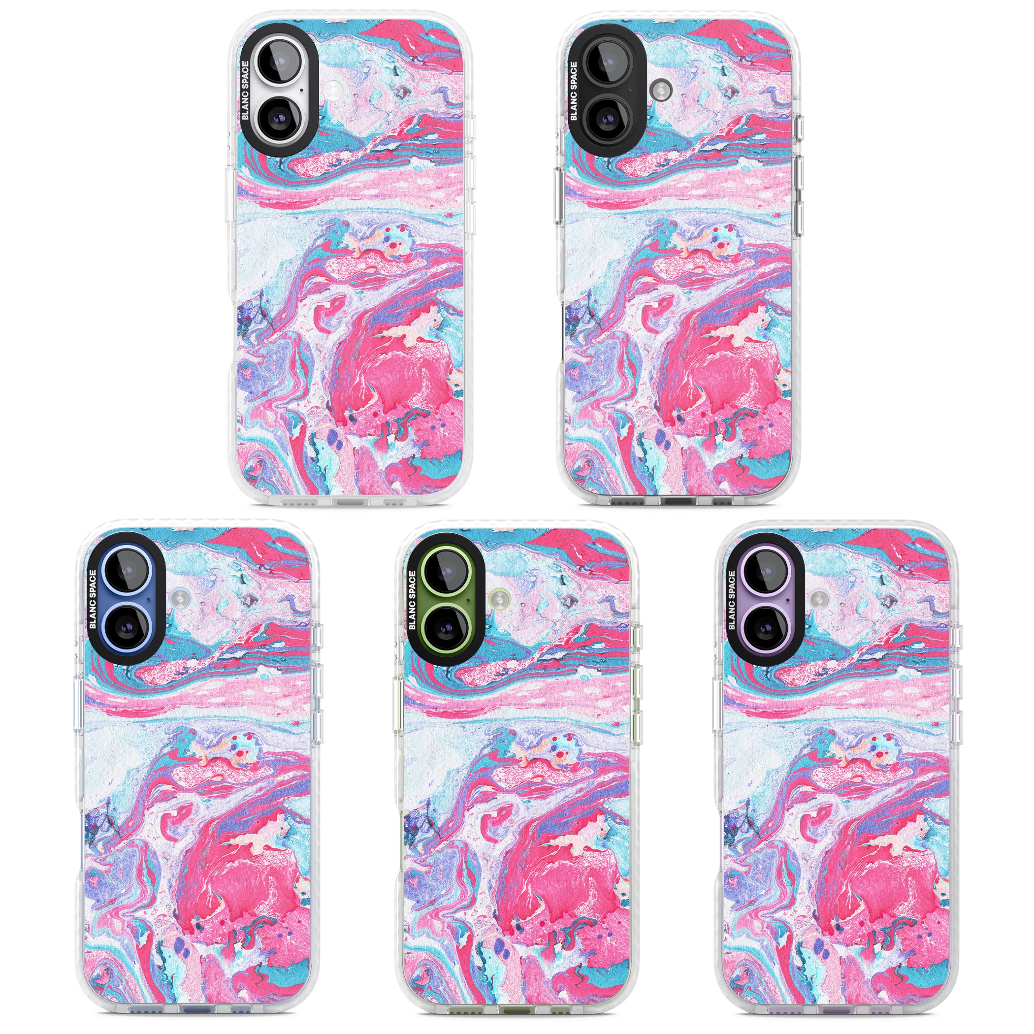 Pink, Blue & Purple Marbled Paper Pattern iPhone 17 Impact Clear Phone Case APT Impact Protection