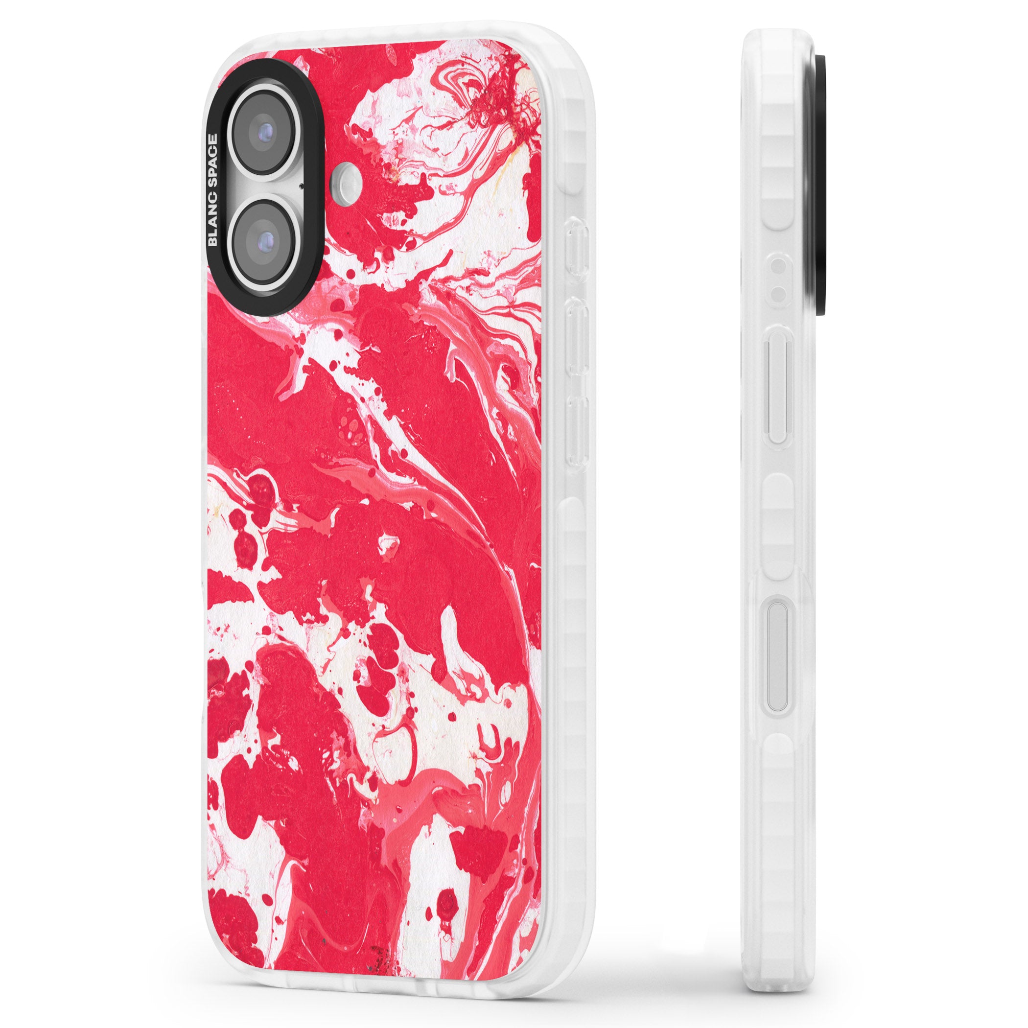 Red & White Marbled iPhone 17 Impact Clear Phone Case Side Profile
