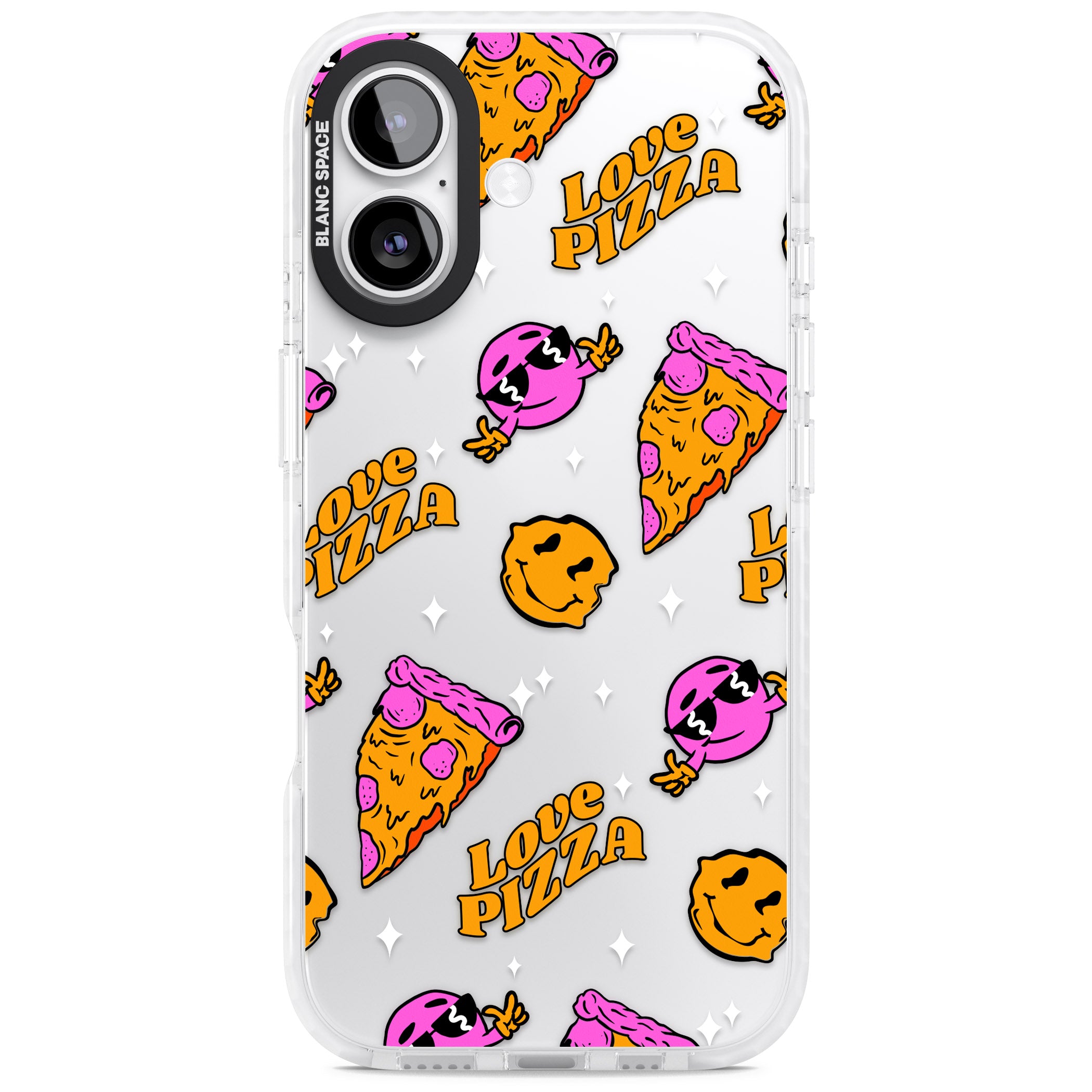Psychedelic Love Pizza Pattern (Clear) iPhone 17 Impact Clear Phone Case