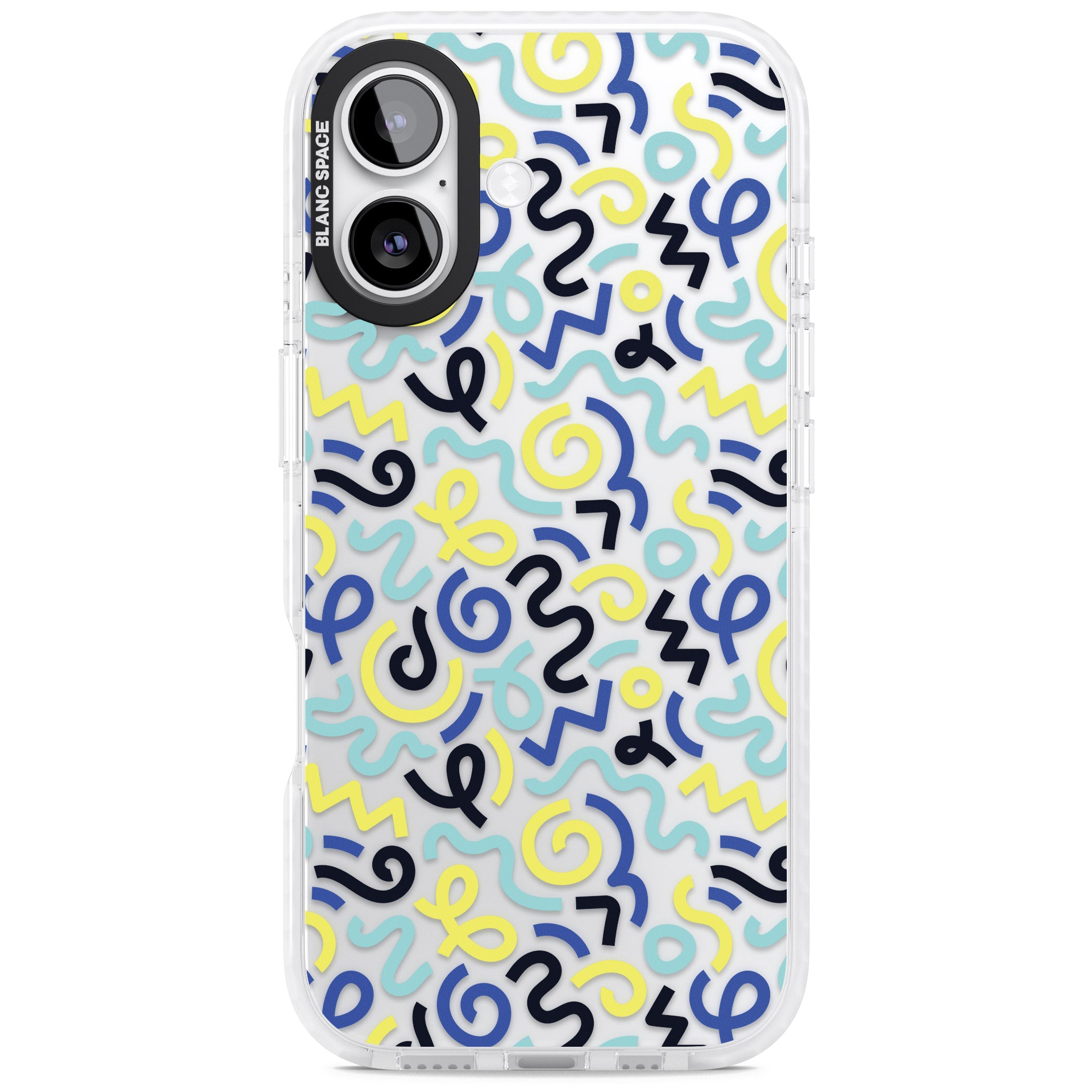 Blue & Yellow Memphis Retro iPhone 17 Impact Clear Phone Case