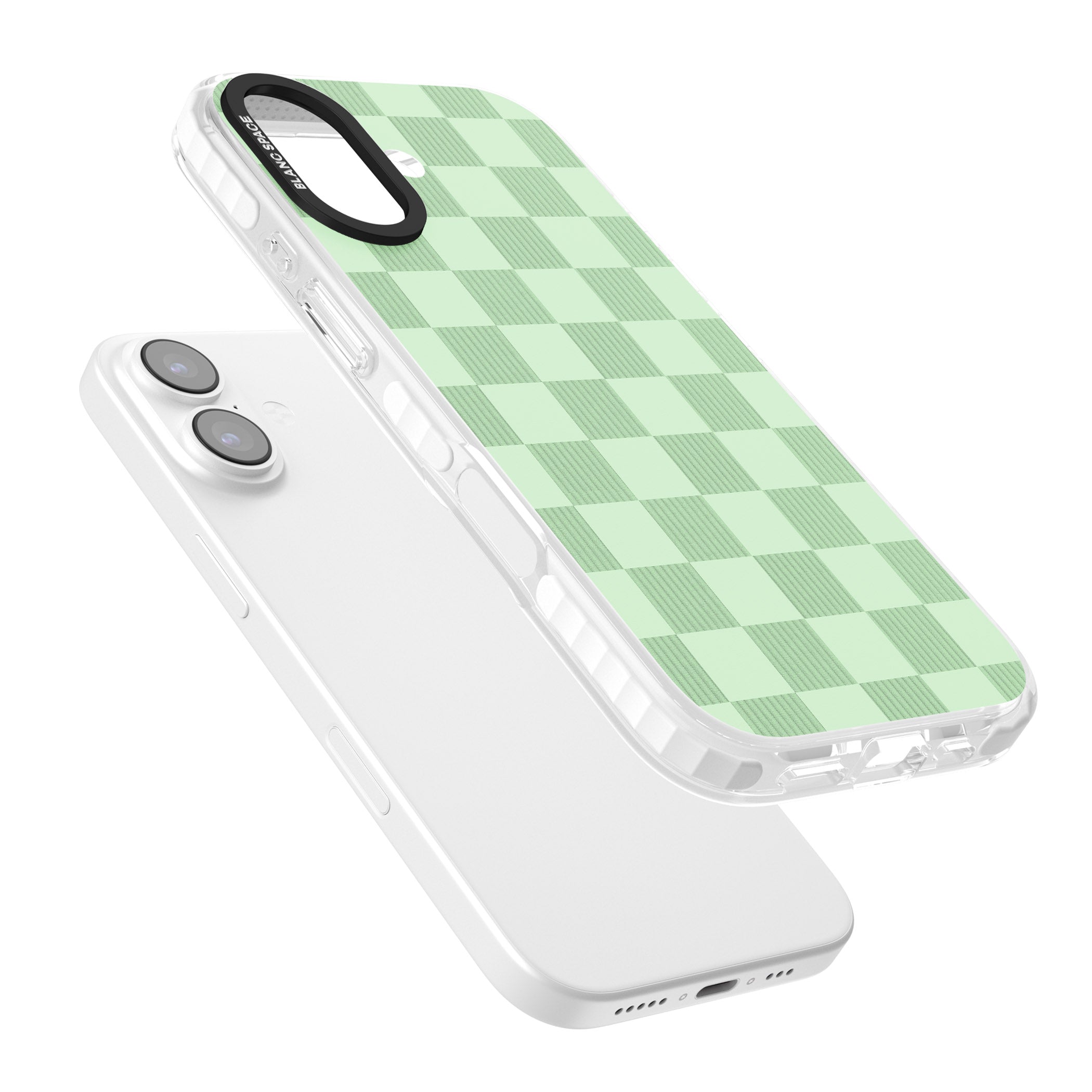 Seafoam Checkered iPhone 17 Impact Clear Phone Case Colours