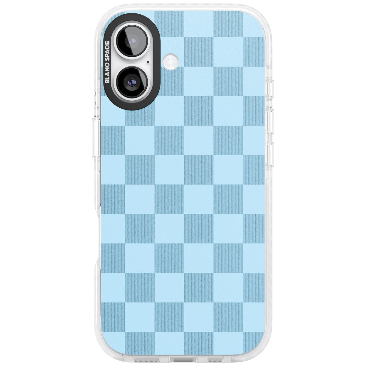 Skyblue Checkered iPhone 16 / iPhone 16 Plus / iPhone 17 Impact Clear Phone Case front