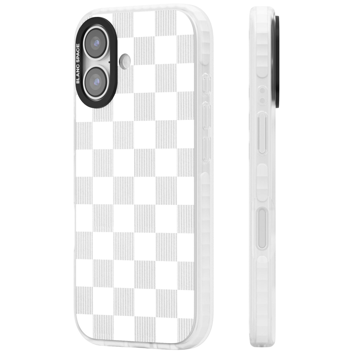 White Checkered iPhone 16 / iPhone 16 Plus / iPhone 17 Impact Clear Phone Case side