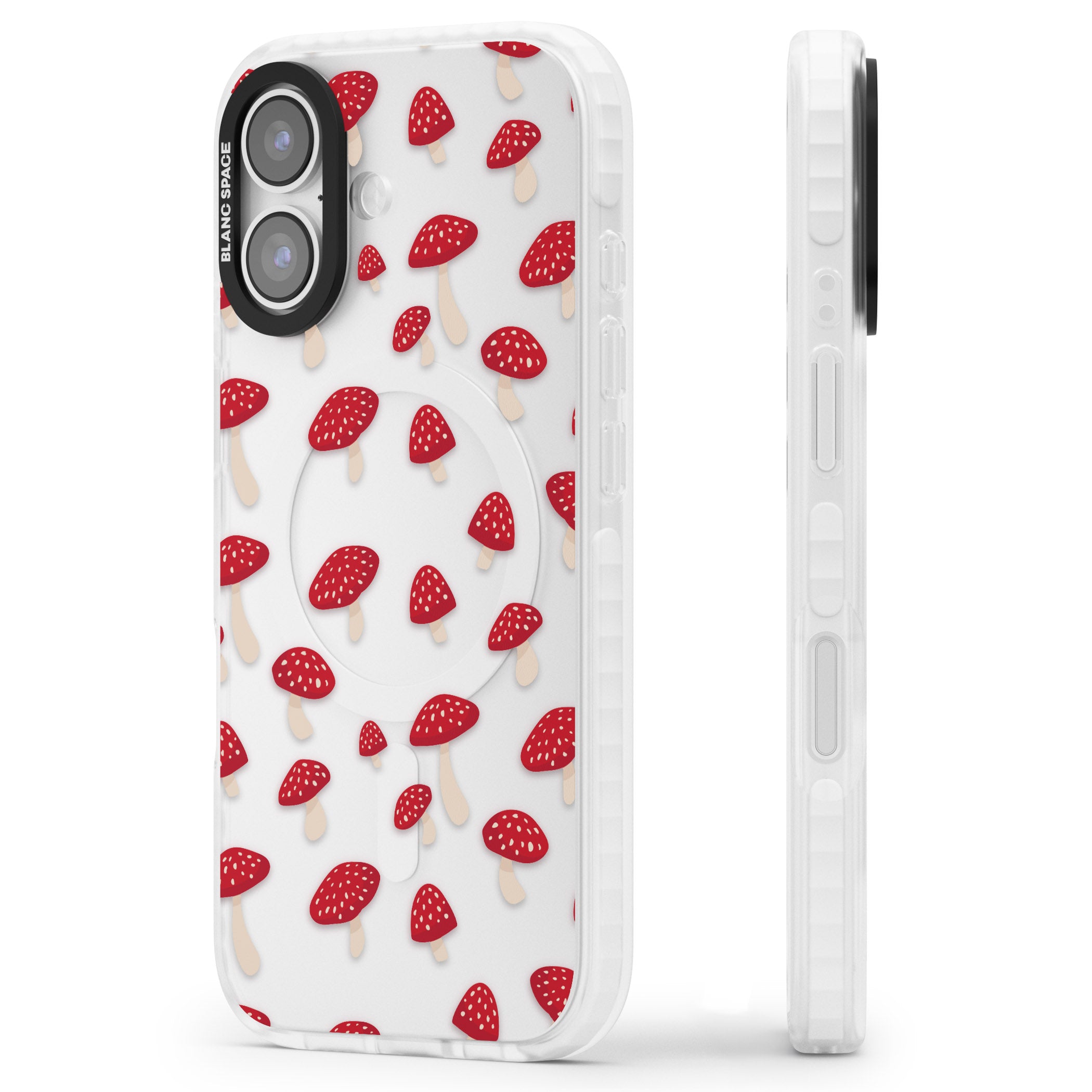 Magical Mushroom Pattern iPhone 17 Impact Clear Phone Case Side Profile