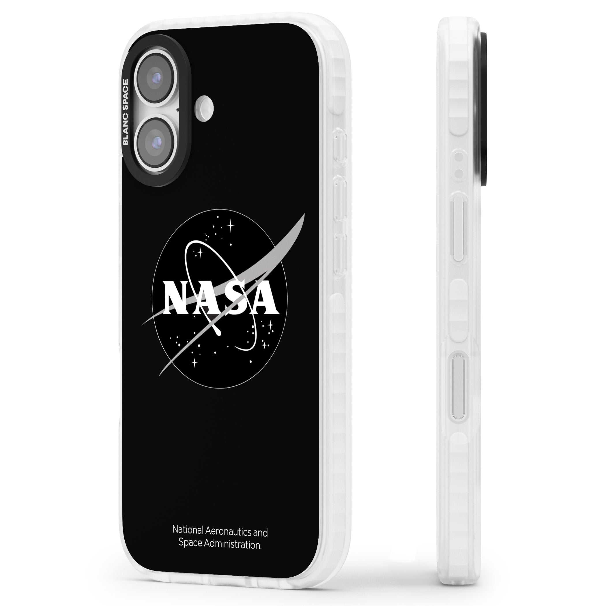 Dark Nasa Meatball iPhone 17 Impact Clear Phone Case Side Profile