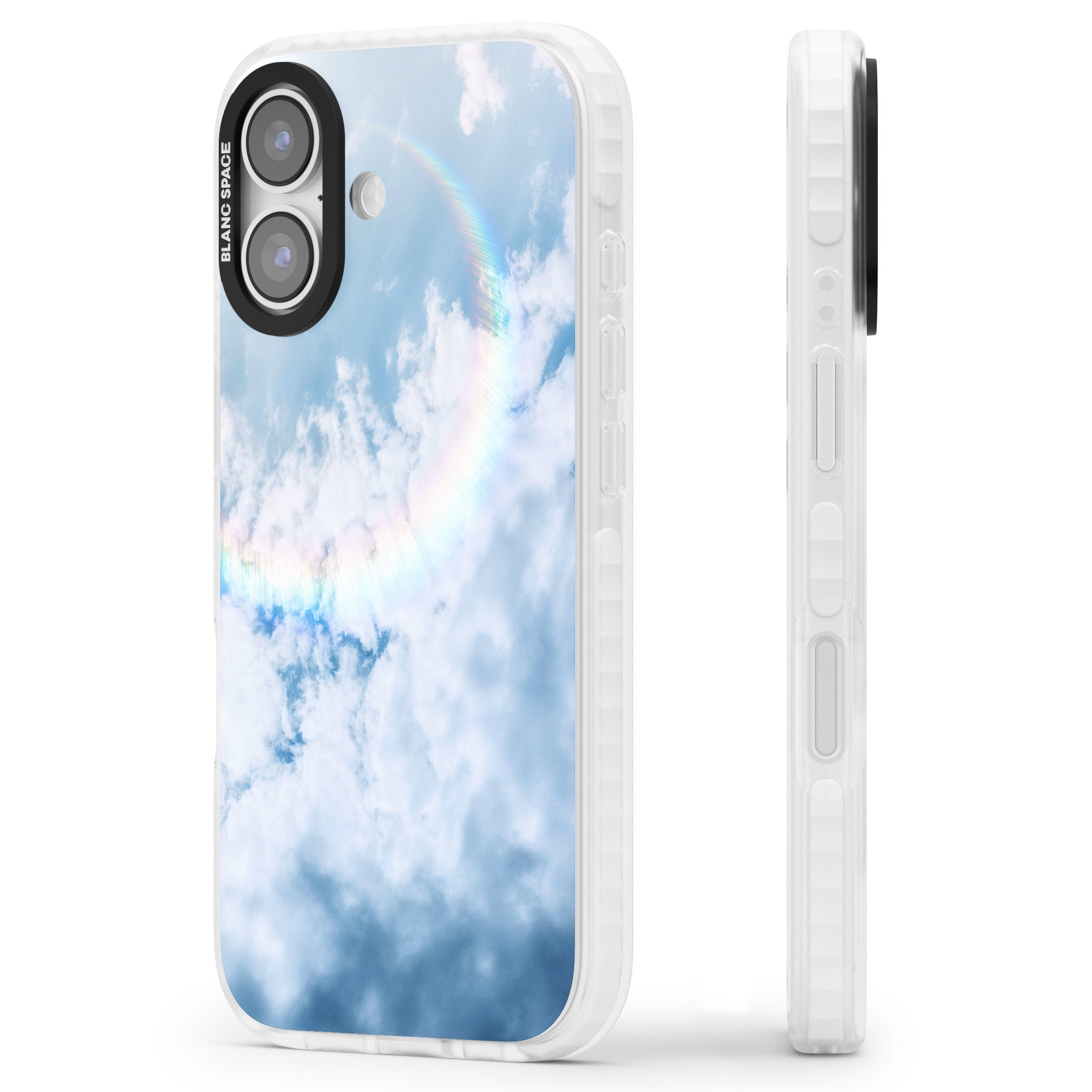 Pastel Rainbow Sky iPhone 17 Impact Clear Phone Case Side Profile