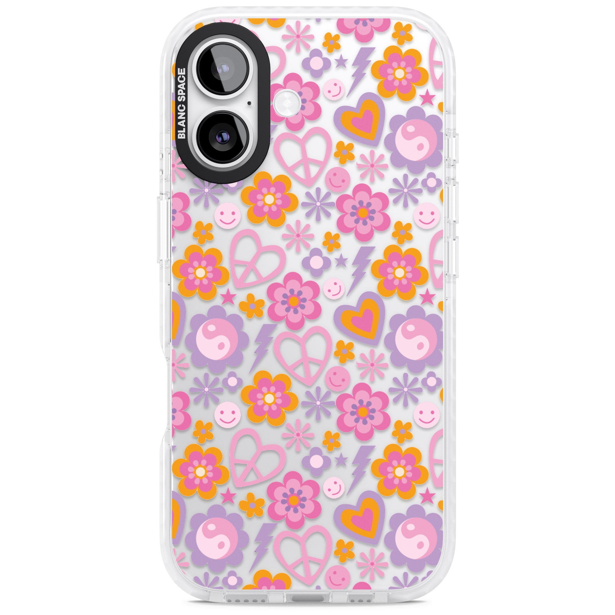 Peace, Love And Flowers Pattern iPhone 17 Impact Clear Phone Case