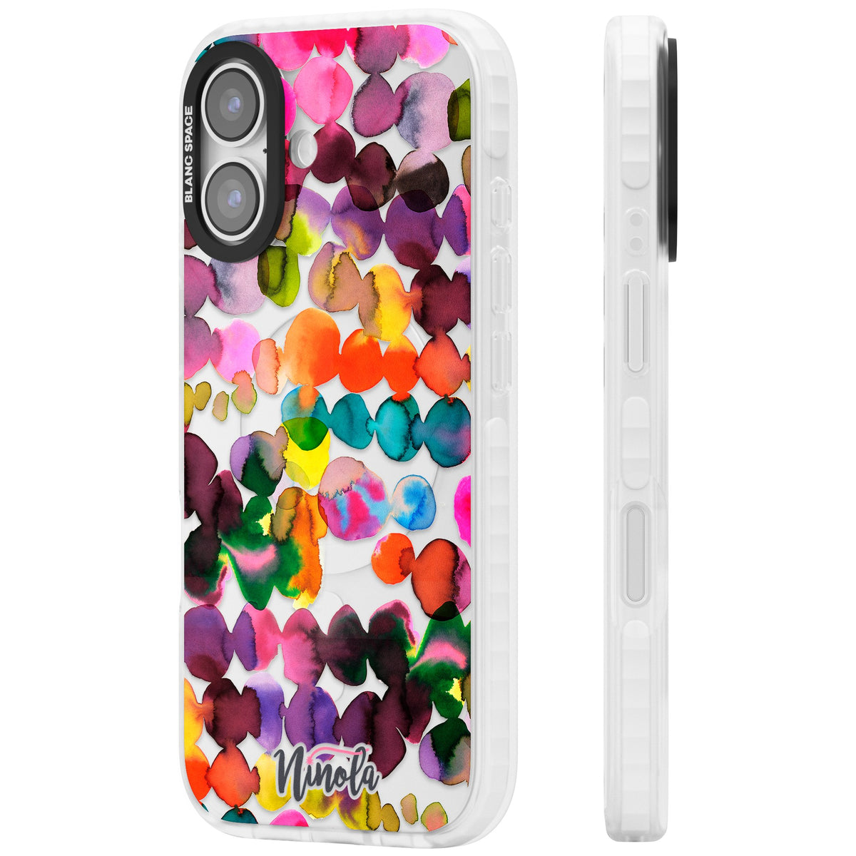 Ink Splash Hues iPhone 16 / iPhone 16 Plus / iPhone 17 Impact Clear Phone Case side