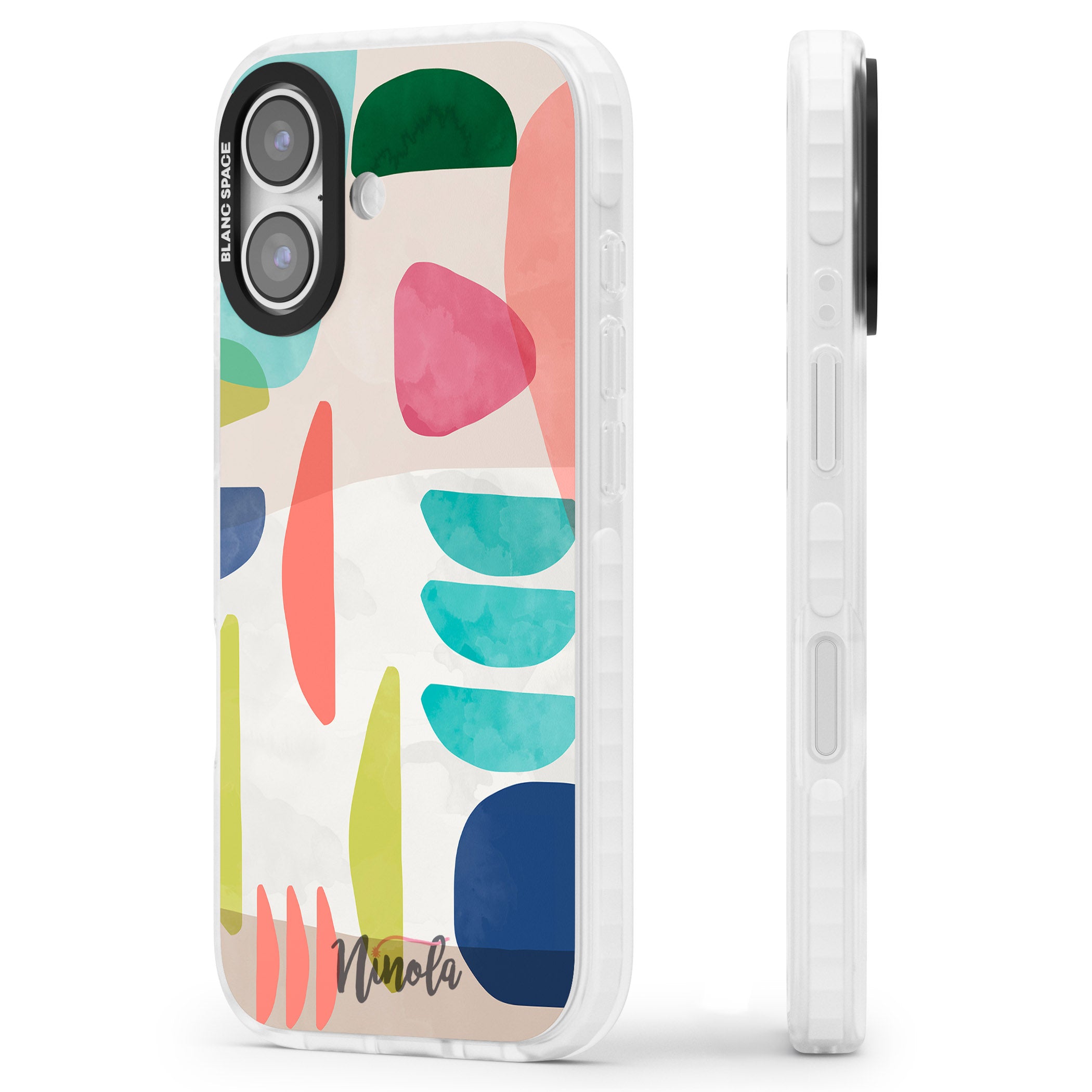Bold Colorful Shapes iPhone 17 Impact Clear Phone Case Side Profile