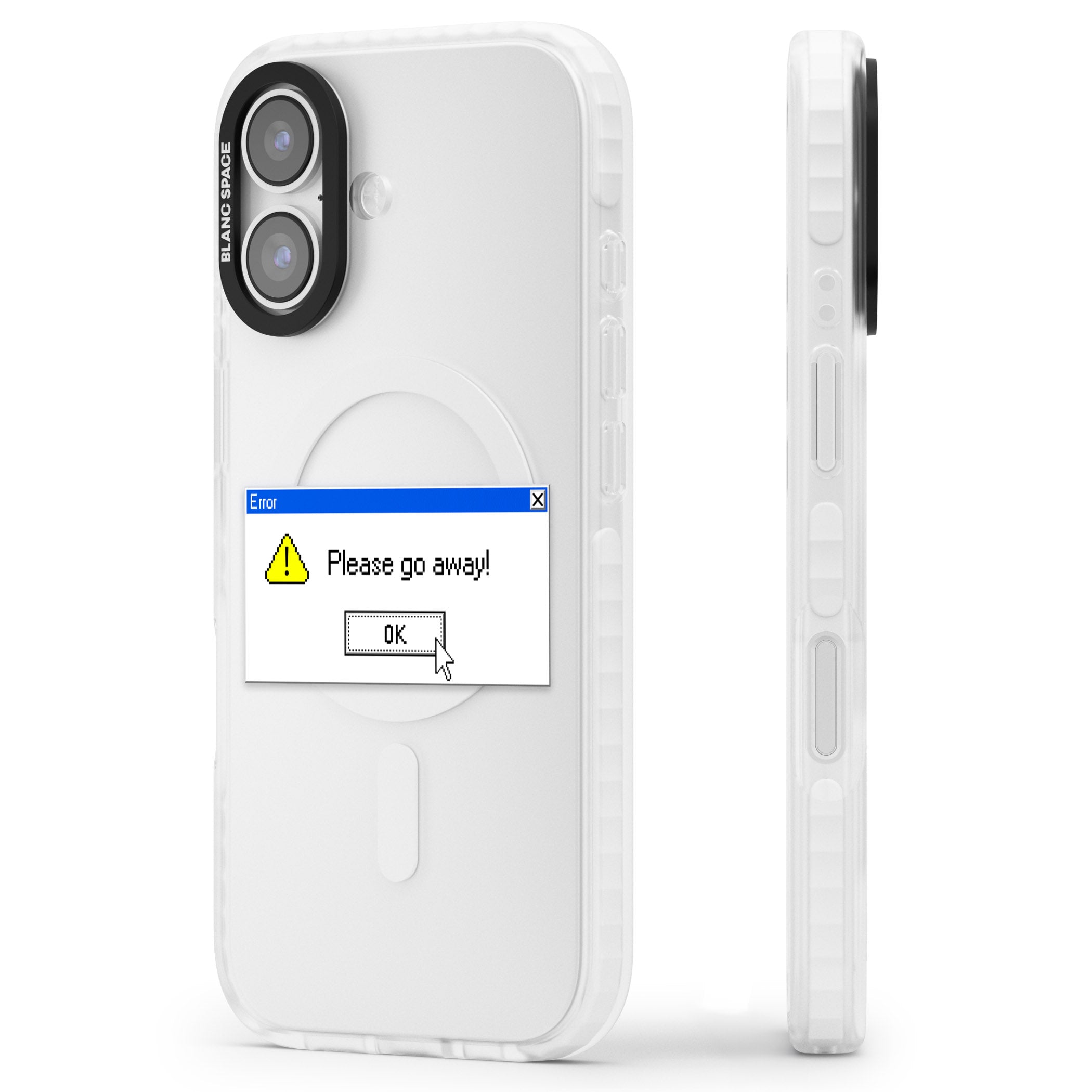 Please Go Away Exe iPhone 17 Impact Clear Phone Case Side Profile