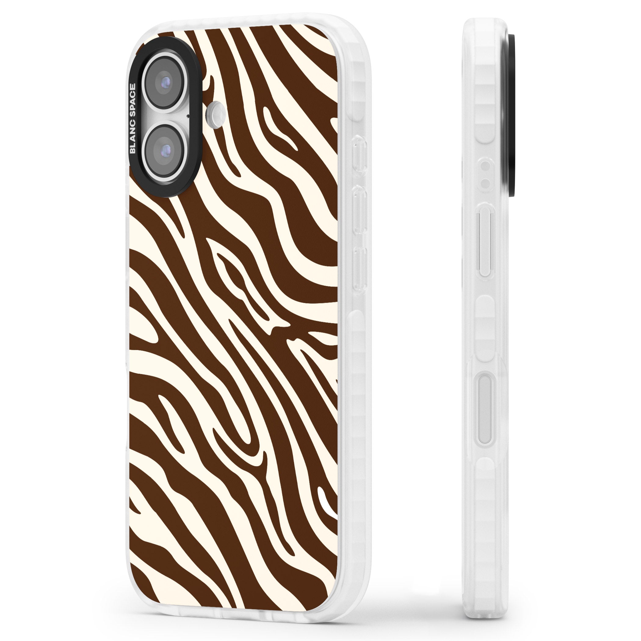 Brown & Cream Zebra iPhone 17 Impact Clear Phone Case Side Profile