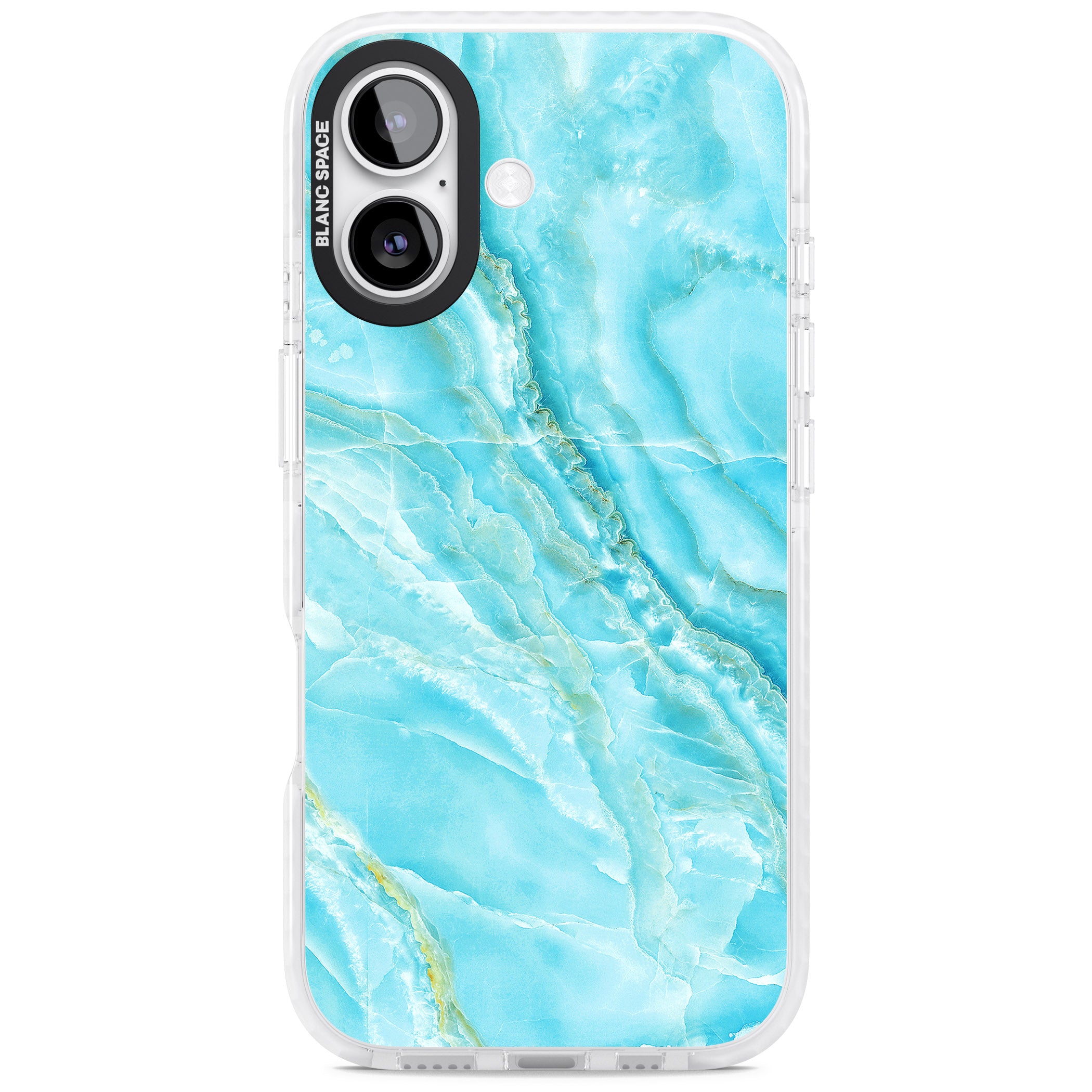 Blue Onyx Marble iPhone 17 Impact Clear Phone Case