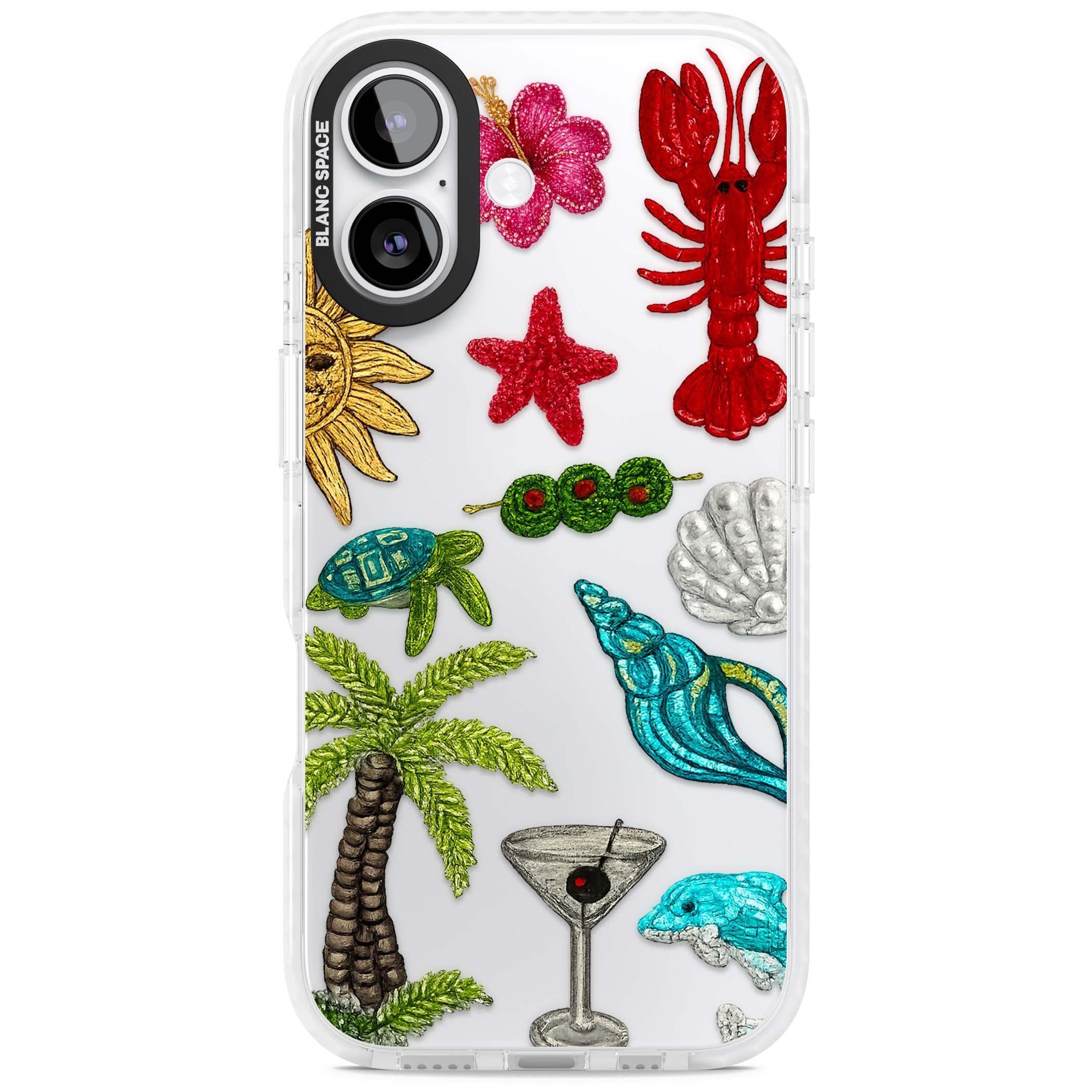 Painted Coastal Pattern coastal iPhone case | Black Impact case for iPhone 17