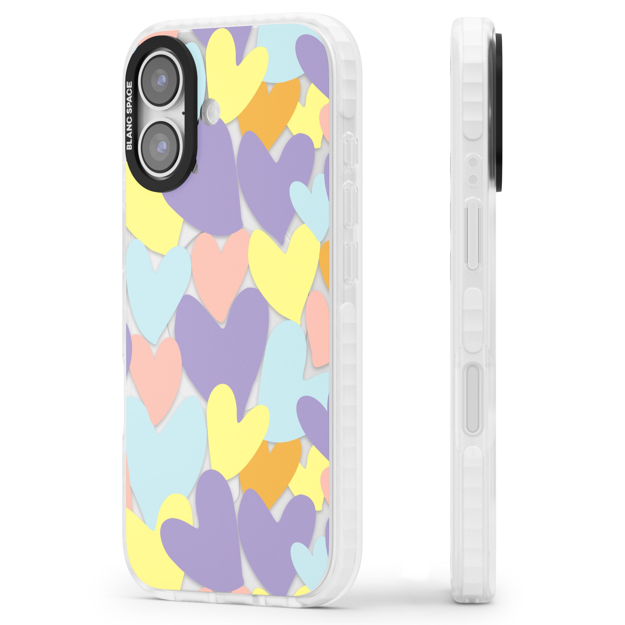 Pastel Hearts iPhone 17 Impact Clear Phone Case Side Profile